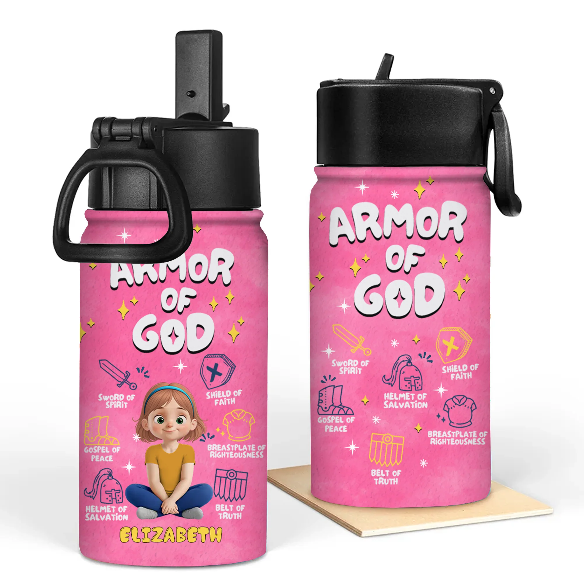Armor Of God - Personalized Kid Water Bottle - Back To School Gift For Kids | GR25 TD118 - Image 4
