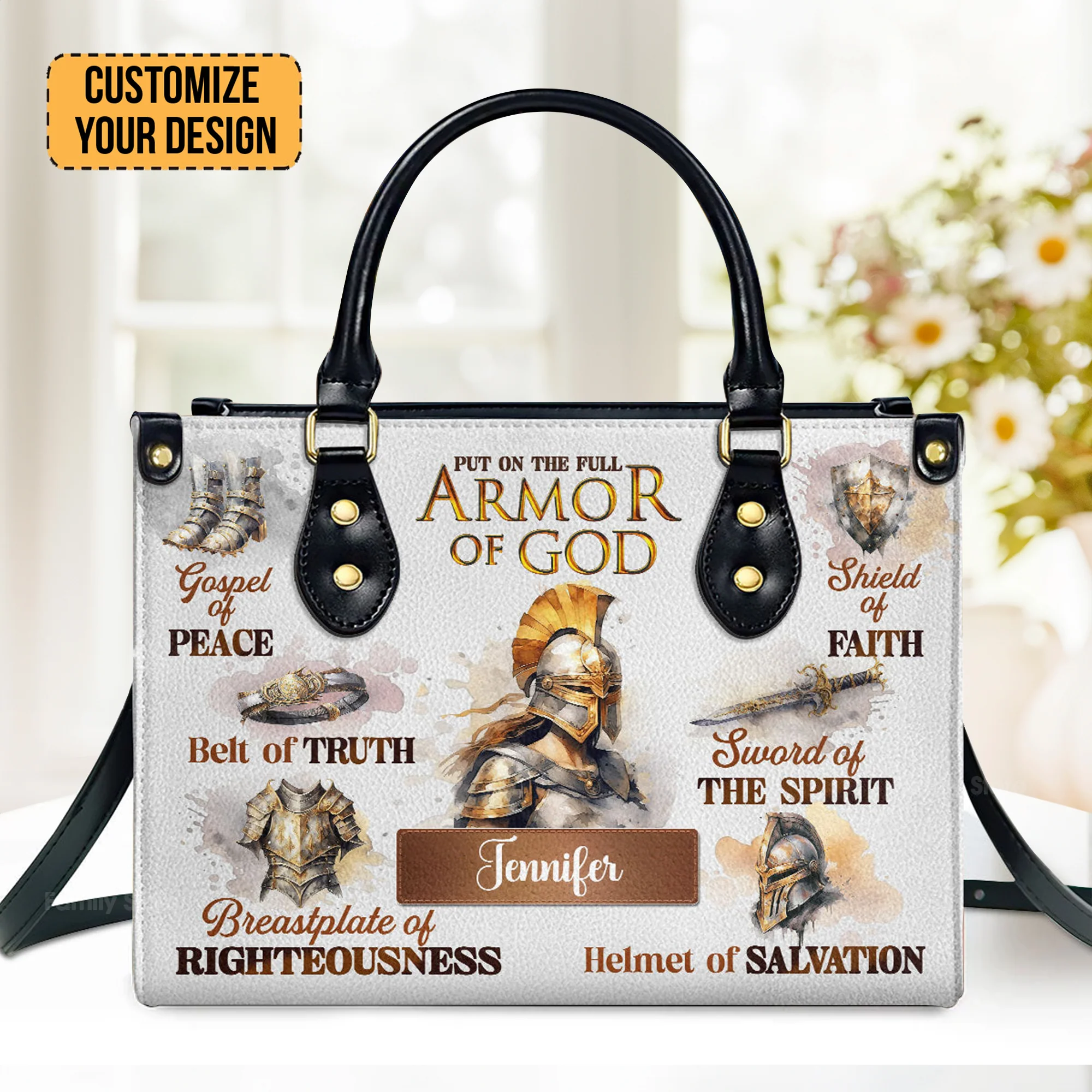 Armor Of God - Personalized Leather Handbag With Handle - AT4081244 - Image 2