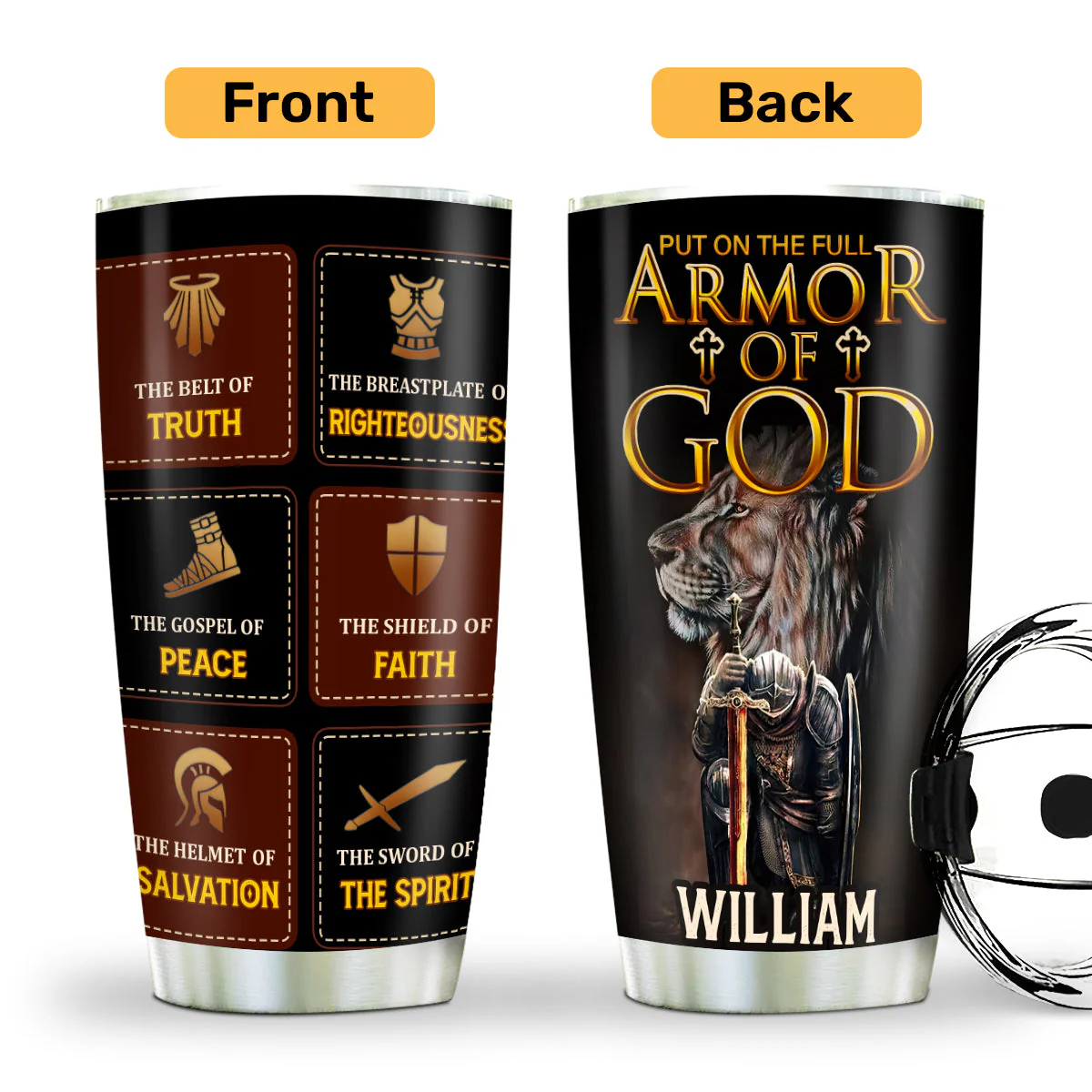 Armor Of God - Personalized Stainless Steel Tumbler HL128 - Image 2