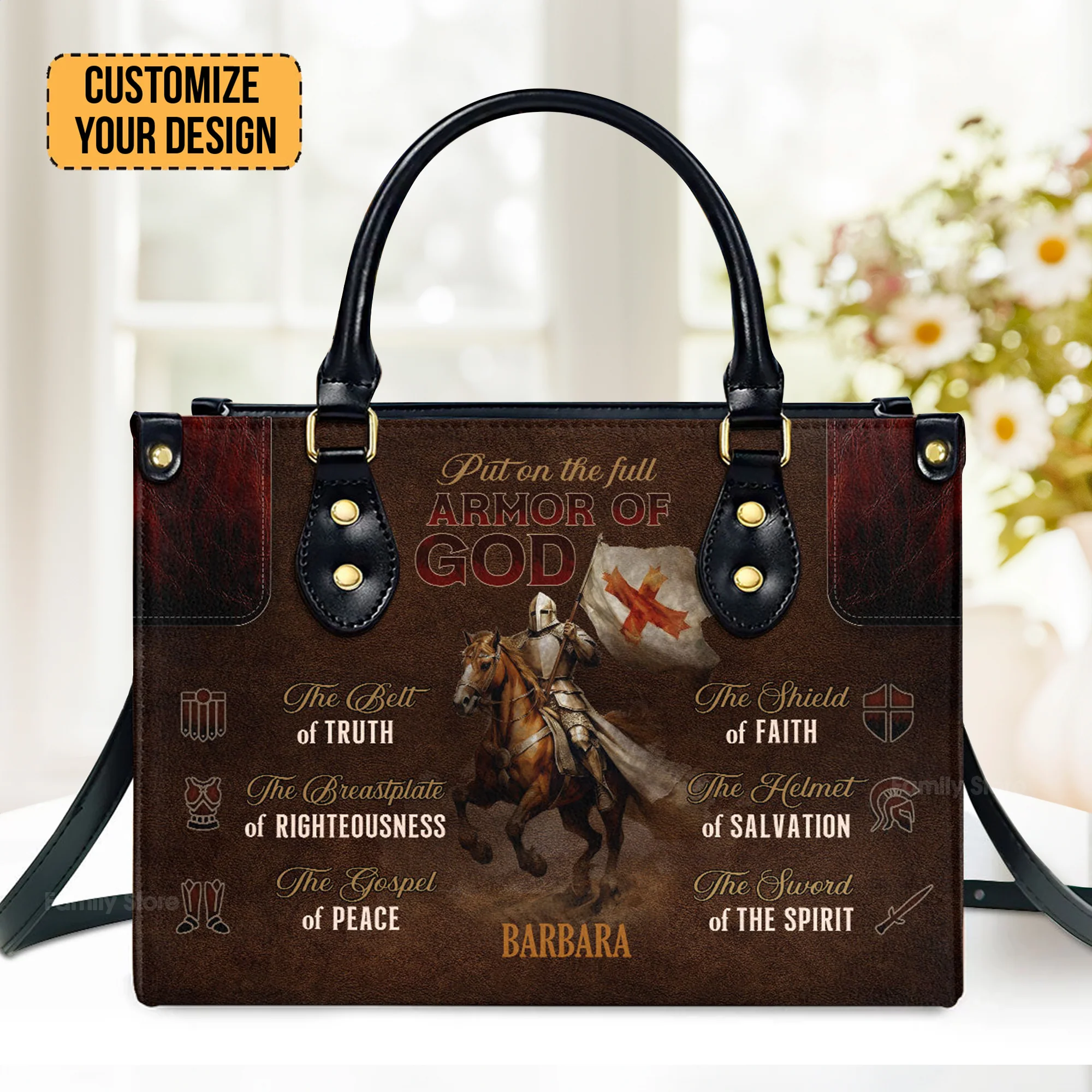 Armor Of God - Scripture Gifts For Women Of God - Personalized Leather Handbag With Handle - AT4081246