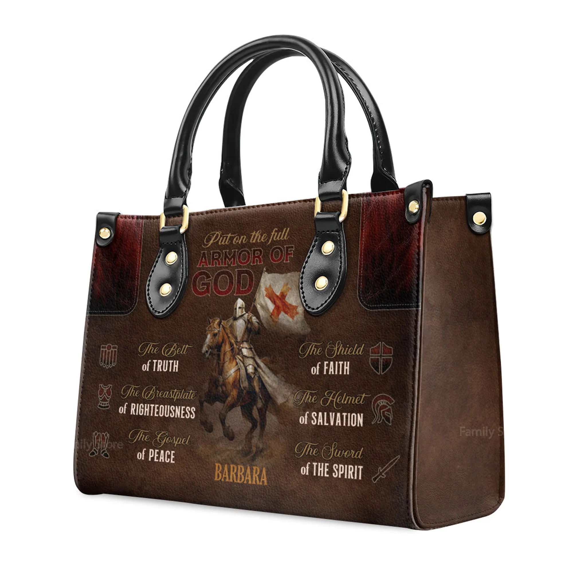Armor Of God - Scripture Gifts For Women Of God - Personalized Leather Handbag With Handle - AT4081246 - Image 3