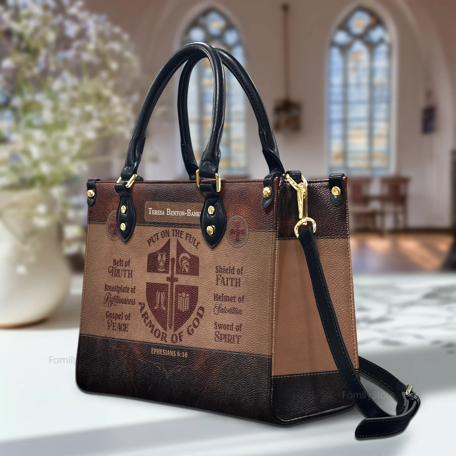 Armor Of God - Thoughtful Gift For Christians - Personalized Leather Handbag With Handle - AT4080947 - Image 3