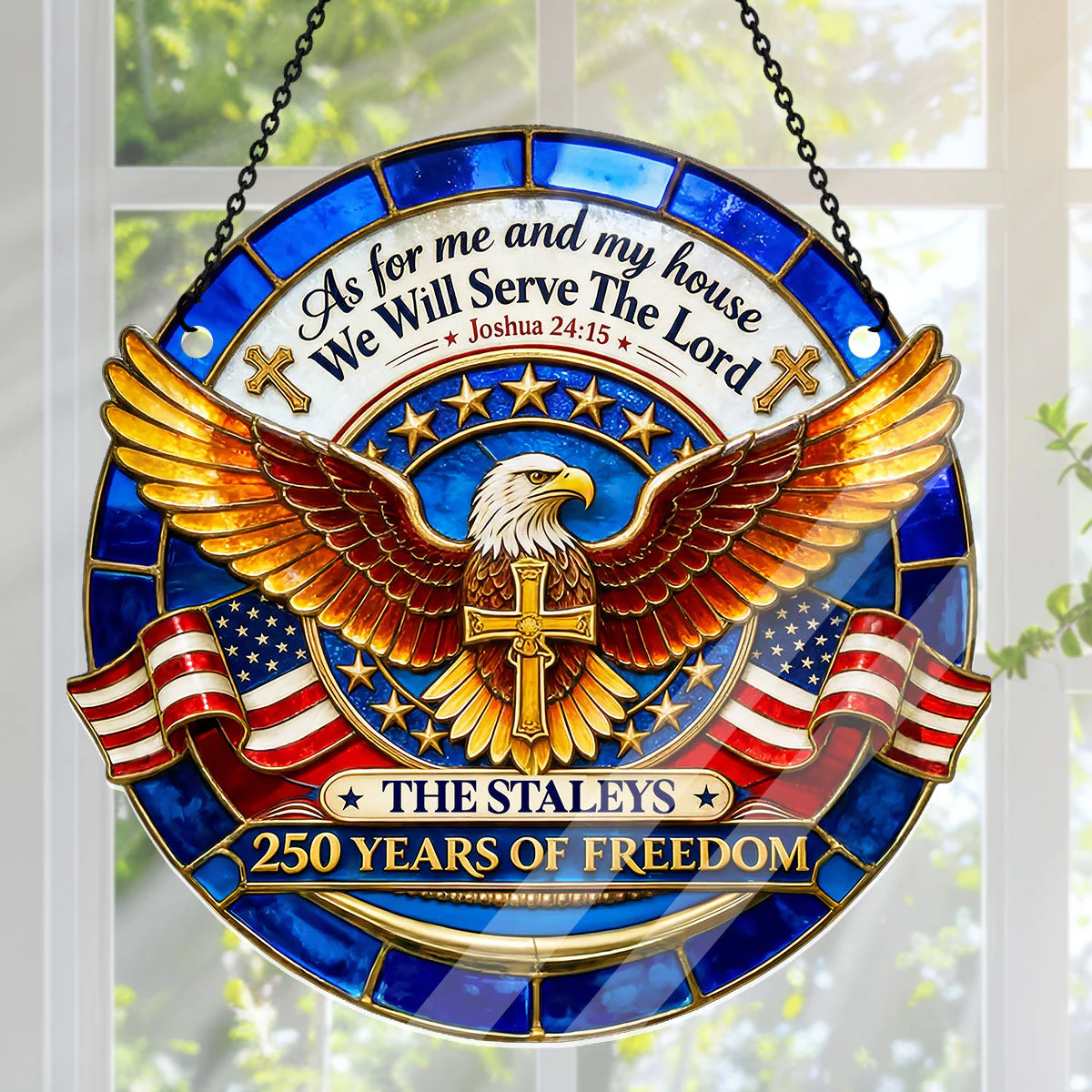 As For Me And My House - Personalized Window Hanging Acrylic Suncatcher - Gift For Patriots HN02 - Image 2