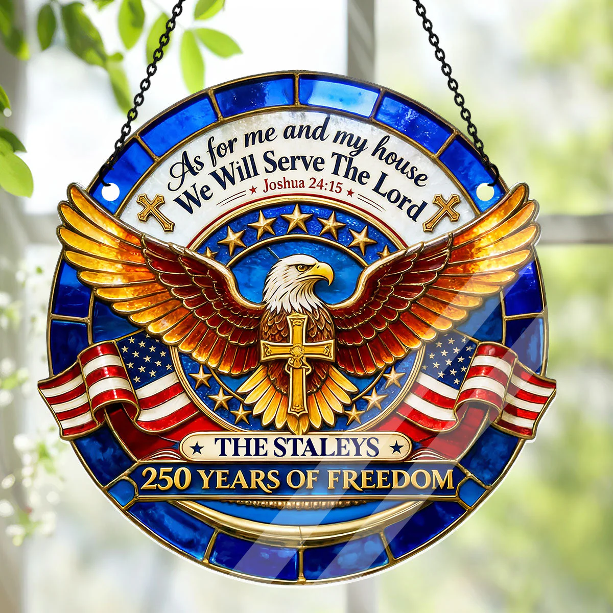 As For Me And My House - Personalized Window Hanging Acrylic Suncatcher - Gift For Patriots HN02 - Image 4