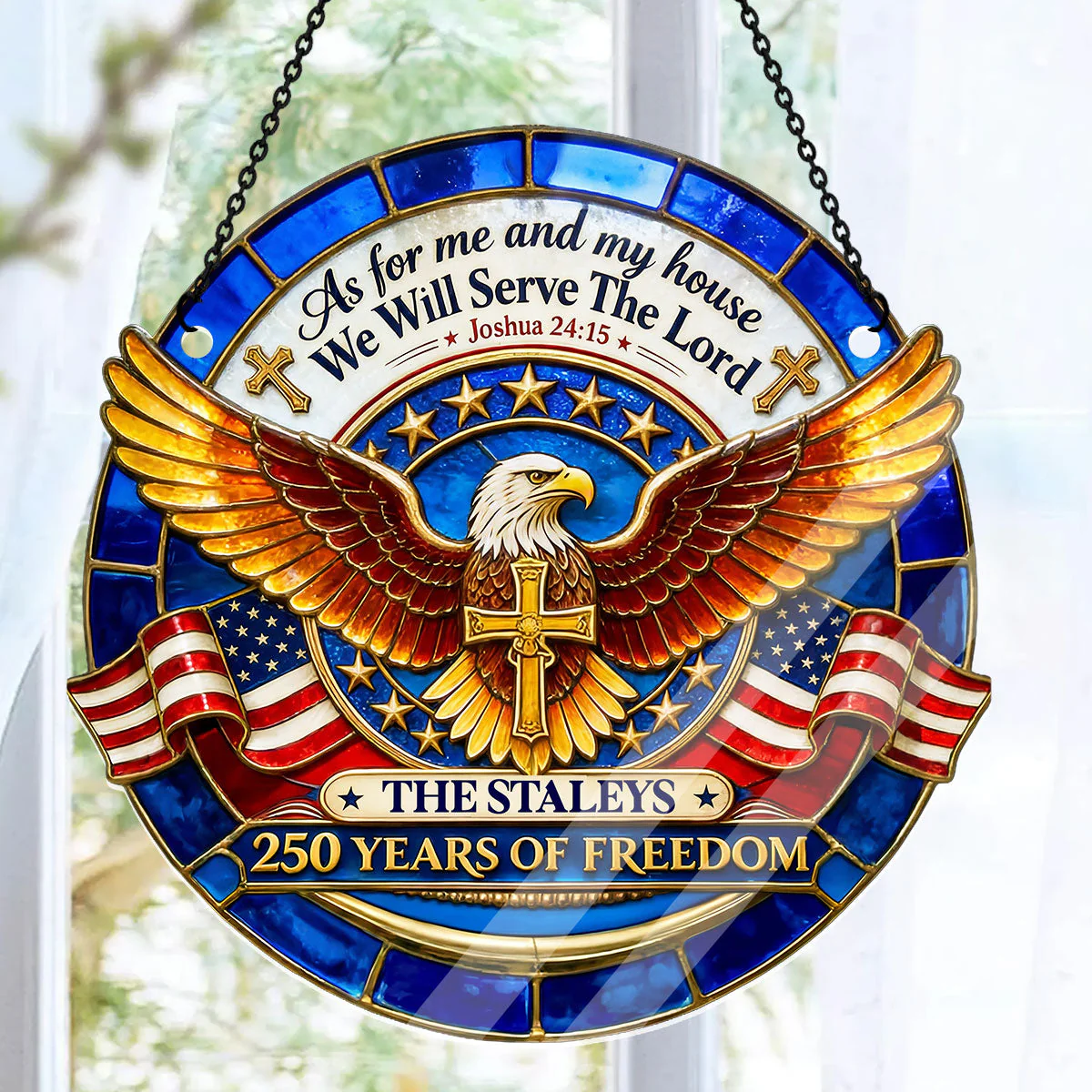 As For Me And My House - Personalized Window Hanging Acrylic Suncatcher - Gift For Patriots HN02 - Image 6