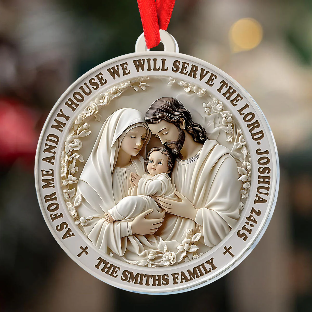 As For Me And My House We Will Serve The Lord | Personalized  Acrylic Ornament