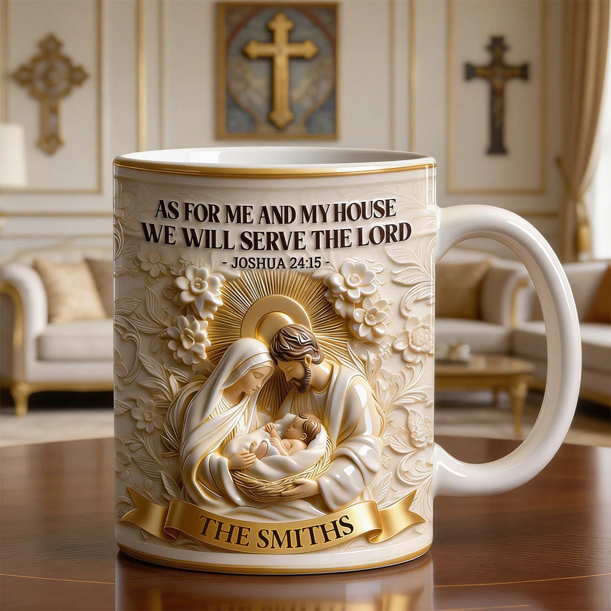 As For Me And My House We Will Serve The Lord - Personalized Ceramic Coffee Mug - Gift For Family - Image 2