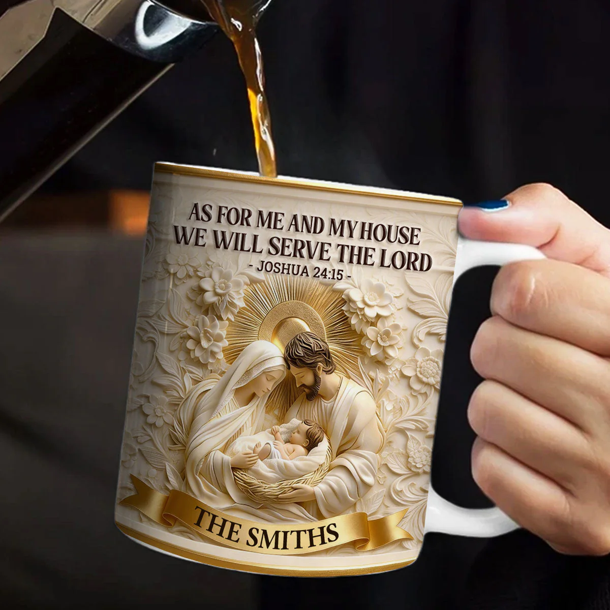 As For Me And My House We Will Serve The Lord - Personalized Ceramic Coffee Mug - Gift For Family - Image 3