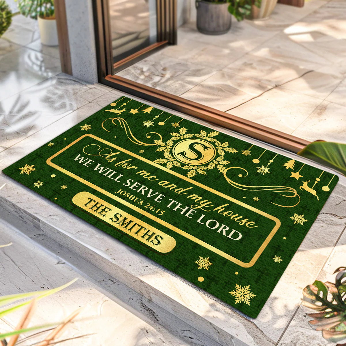 As For Me And My House We Will Serve The Lord - Personalized Doormat - Gift For Christmas TD118 - Image 2