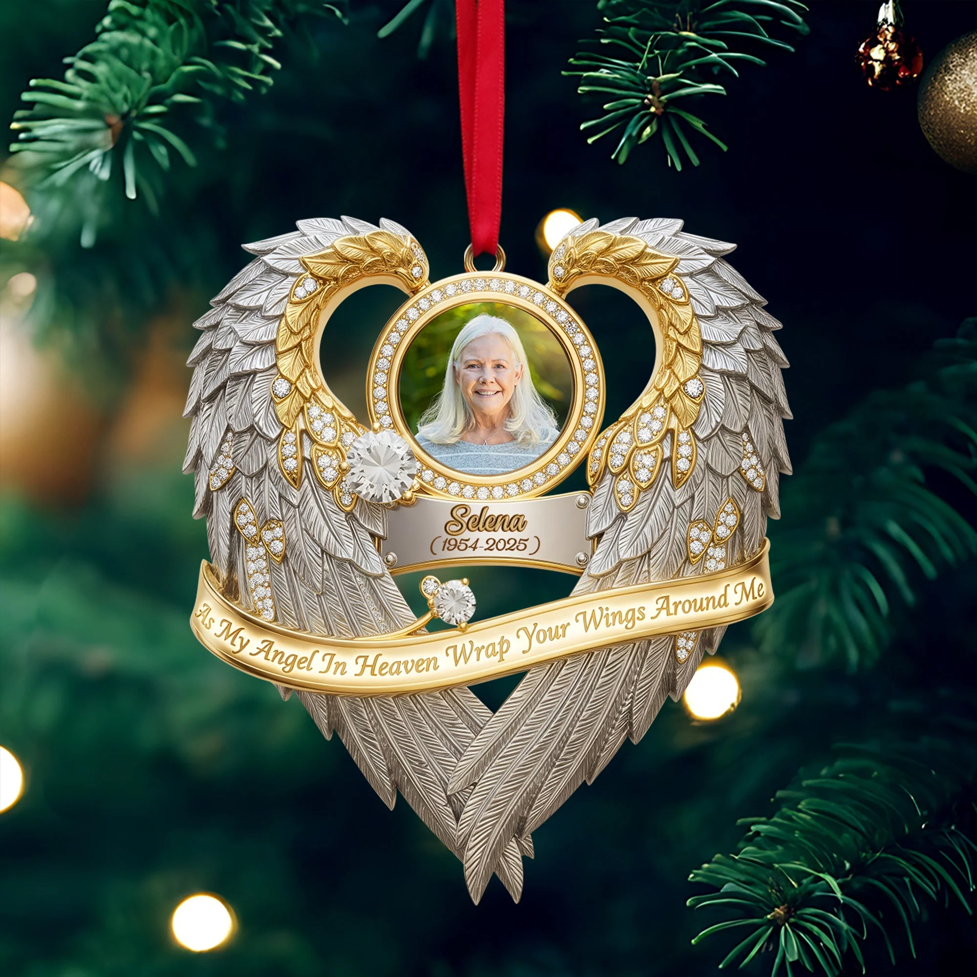 As My Angel In Heaven Wrap Your Wings Around Me - Personalized Custom Photo Acrylic Ornament - Christmas Gift For Family, Memorial Human HH01 - Image 3