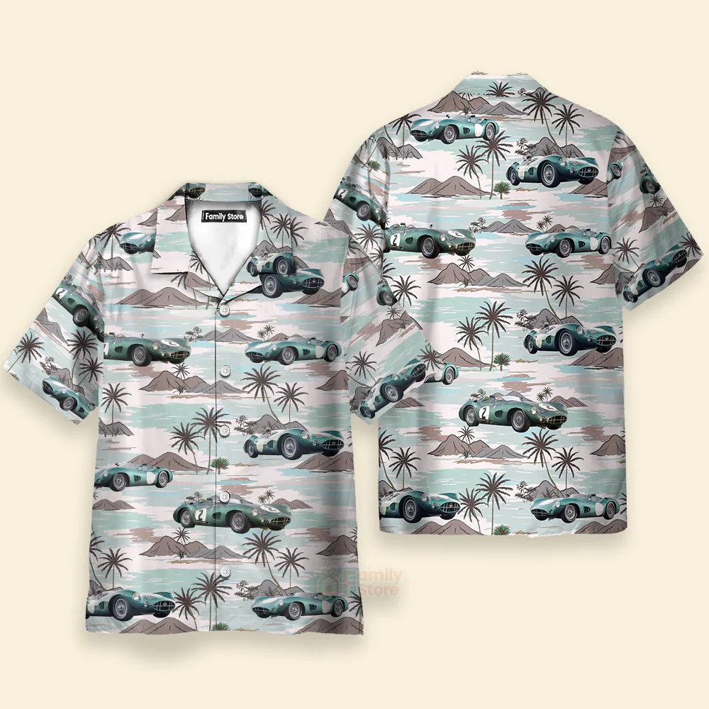 Aston Martin, classic automobile Hawaiian Shirt - Image 2