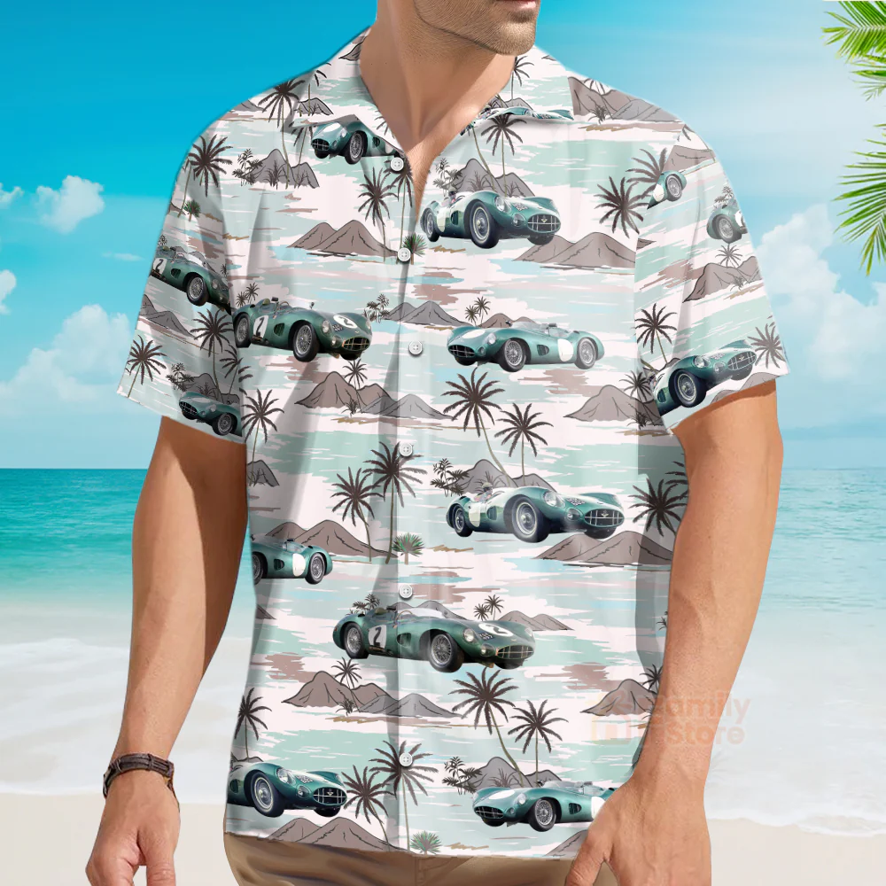 Aston Martin, classic automobile Hawaiian Shirt - Image 3