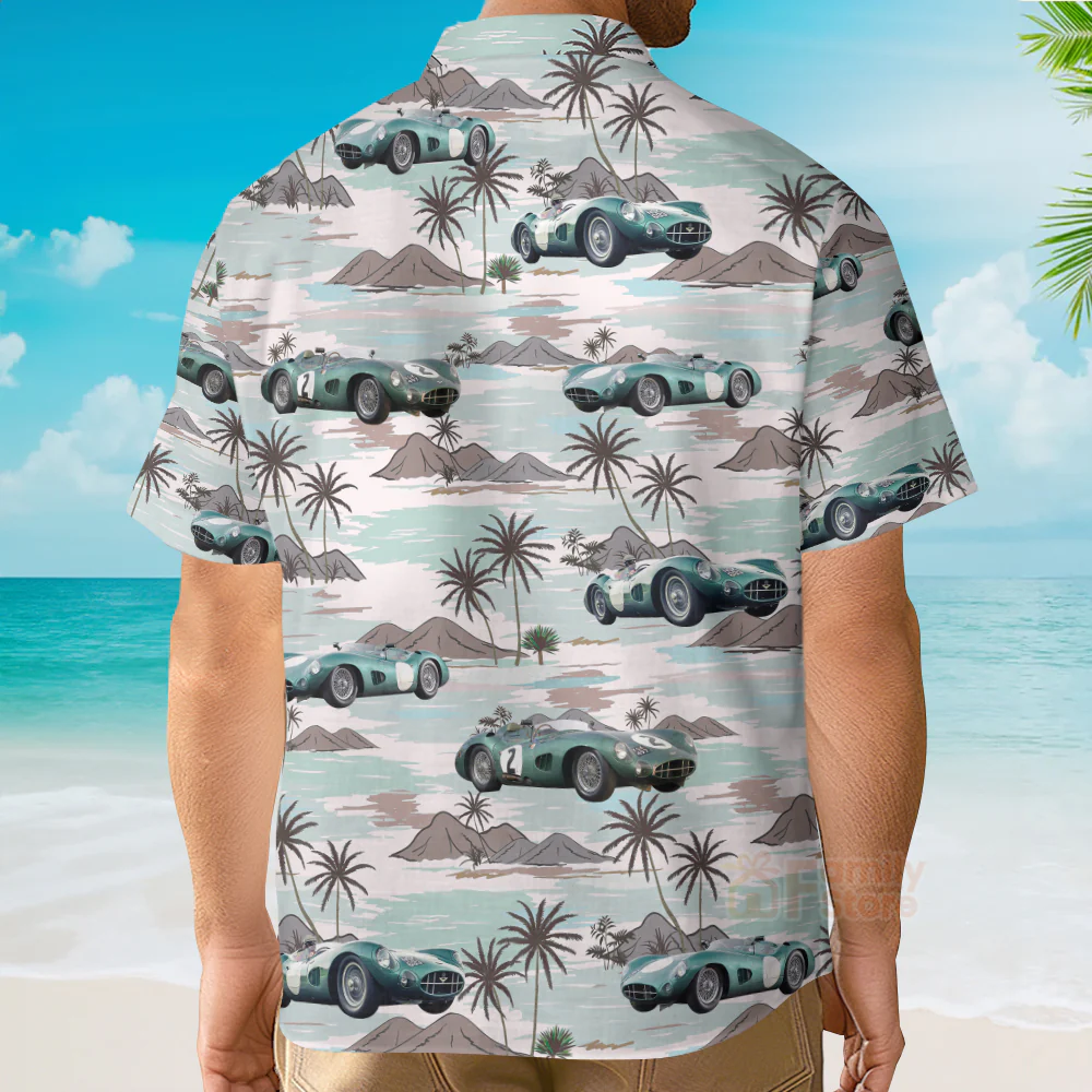 Aston Martin, classic automobile Hawaiian Shirt - Image 4