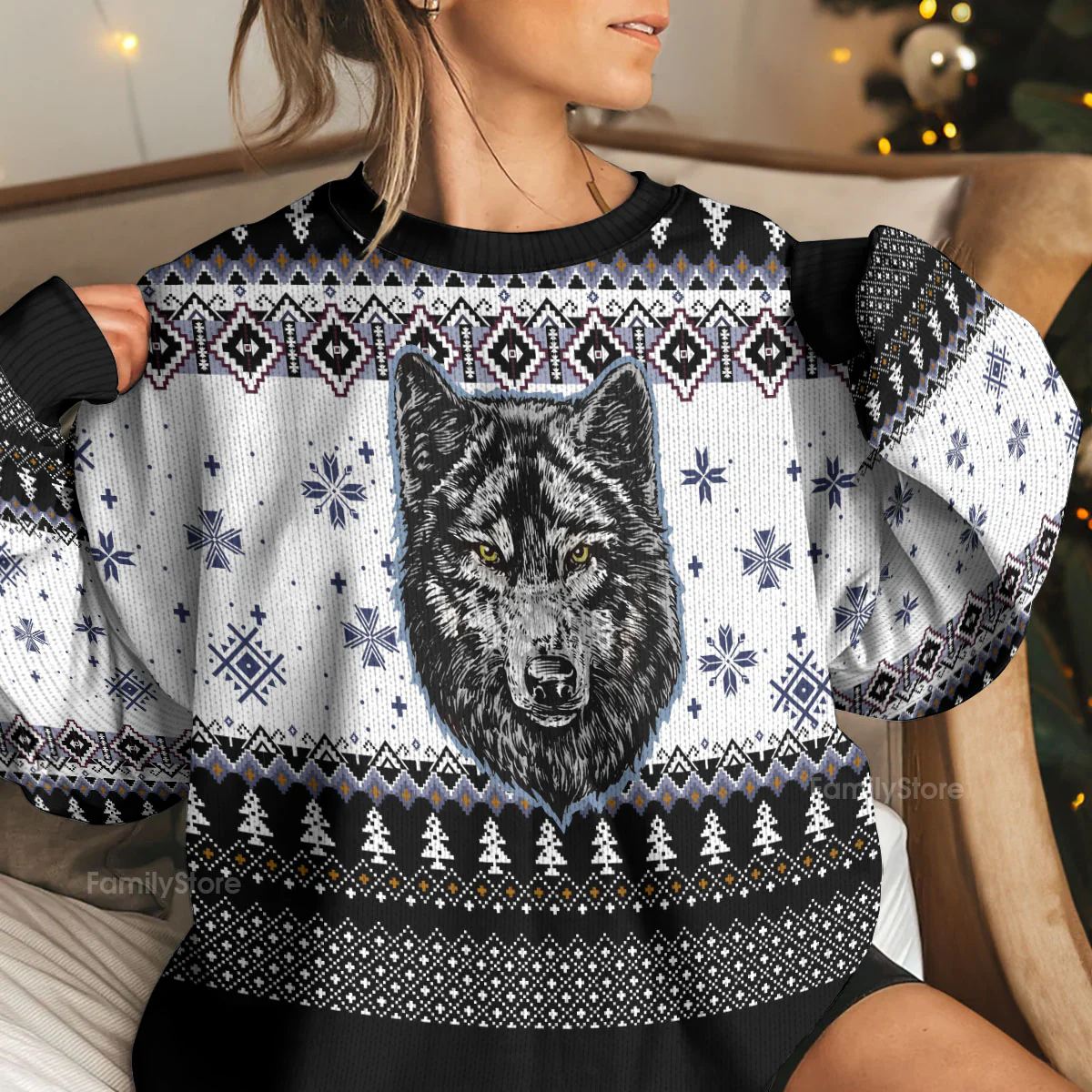 Awesome Wolf - Funny Ugly Christmas Sweater - Image 5