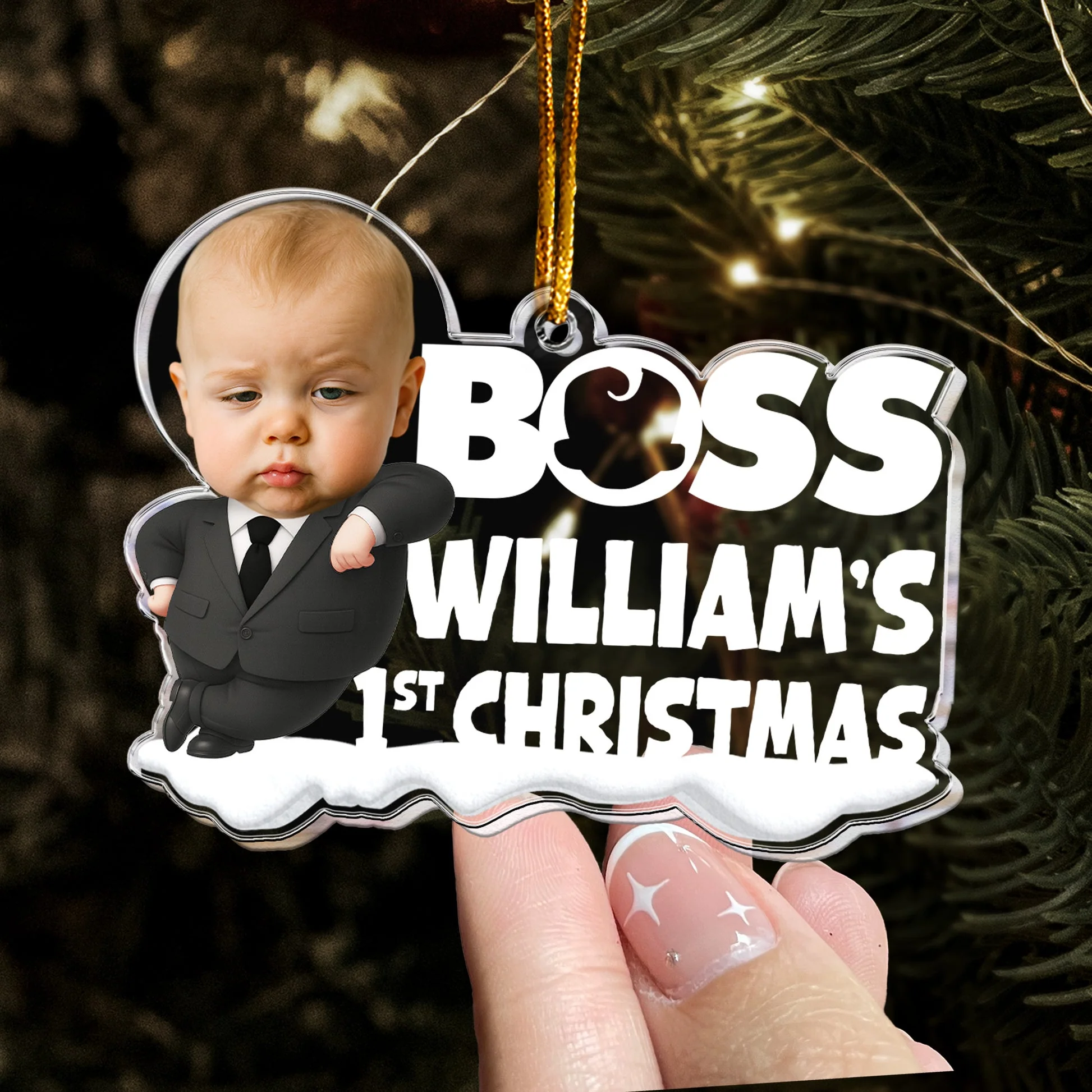 Baby 1st Christmas - Personalized Acrylic Photo Ornament - Gift For Family, Kids NL122 - Image 2