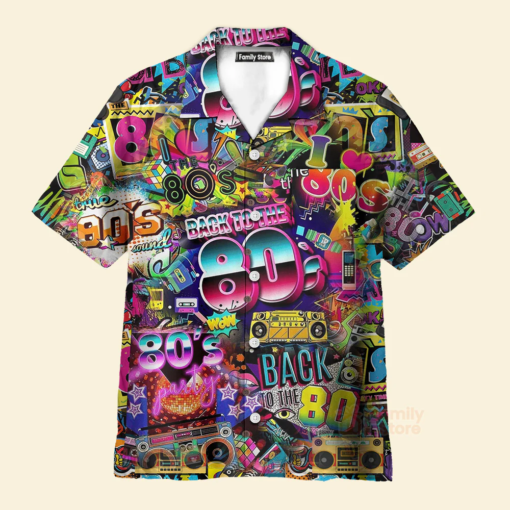 Back To The 80s Music Party Color Lights Hawaiian Shirts - Image 2