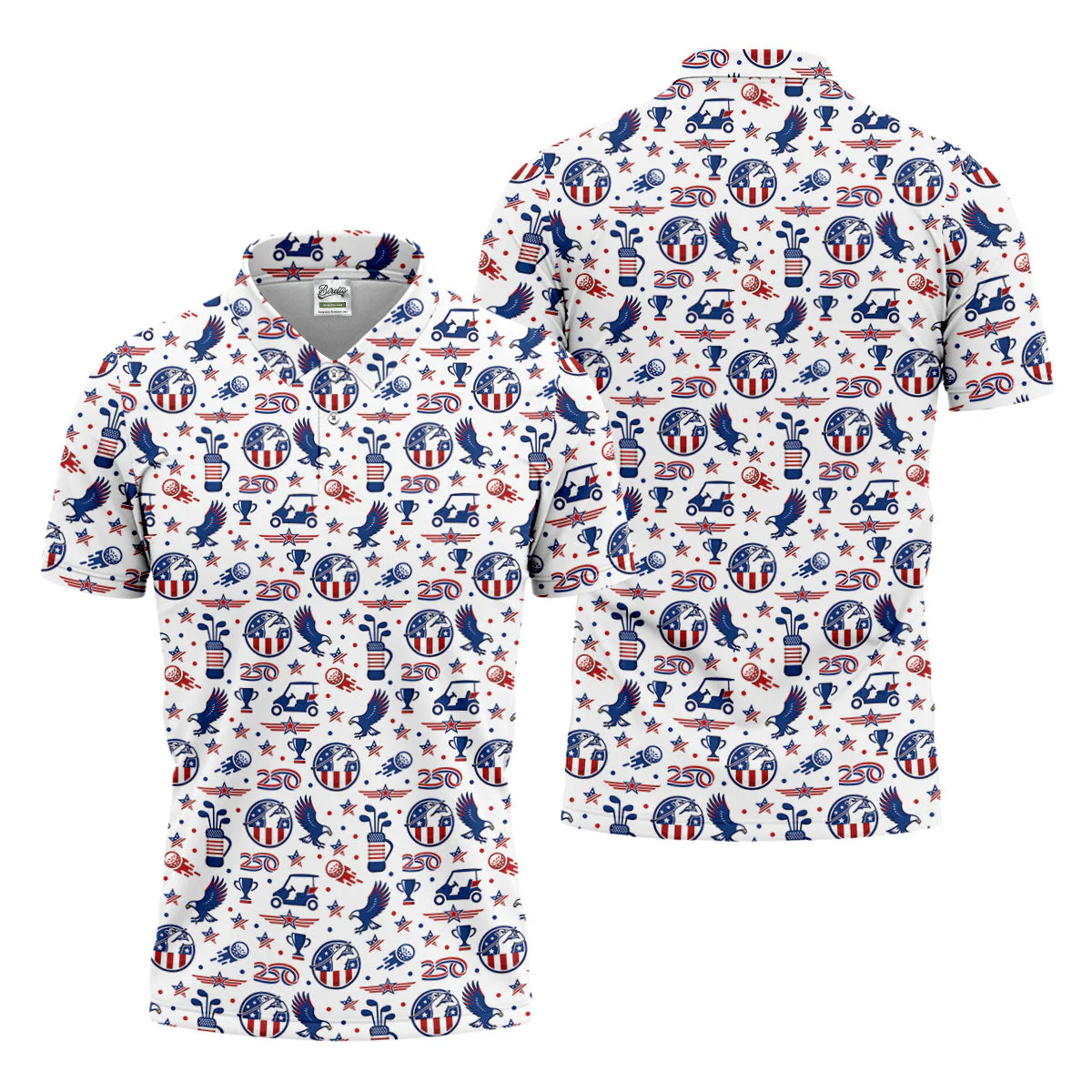 Bald Eagle American Flag Golf Pattern - Personalized Polo Shirt - Gift For Dad, Grandpa, Golf Lovers - Image 5