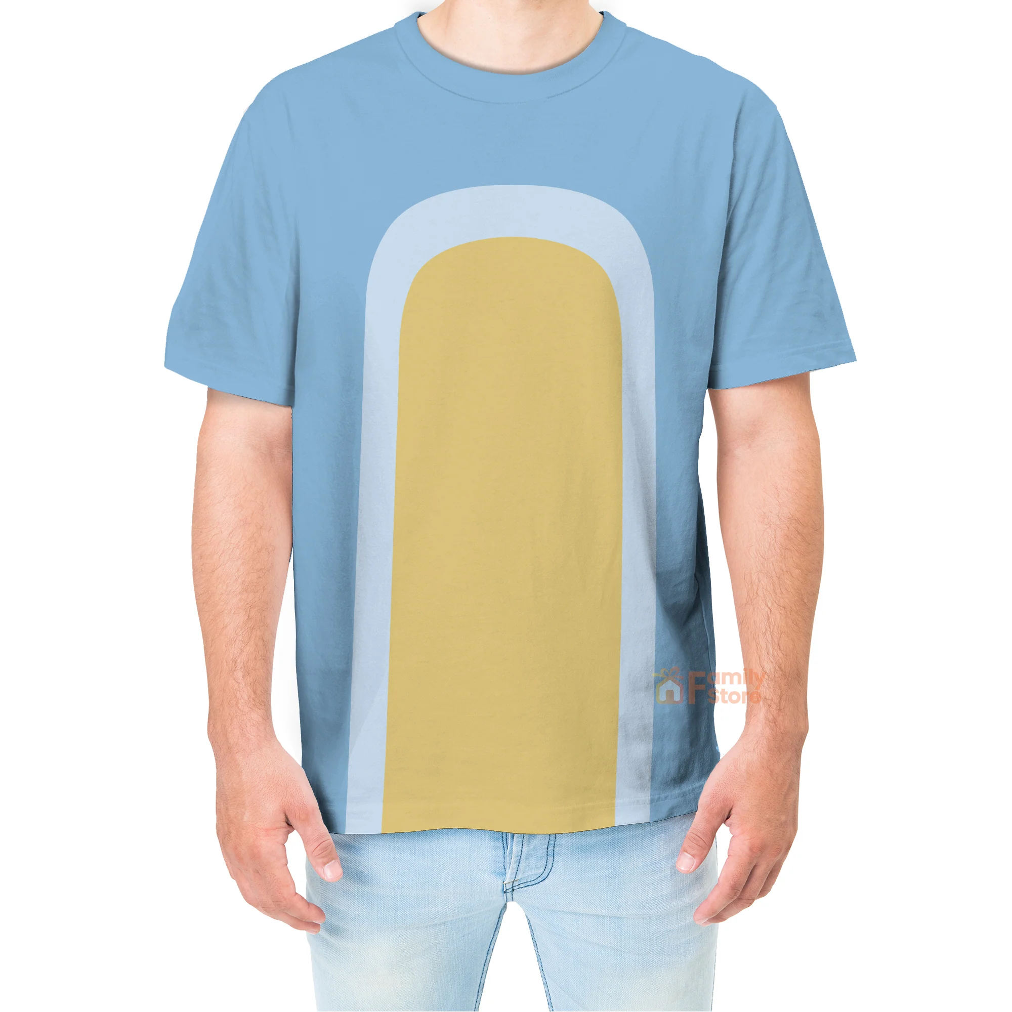 Bandit Heeler Bluey Inspired Light Blue Dog T-Shirt - Image 4