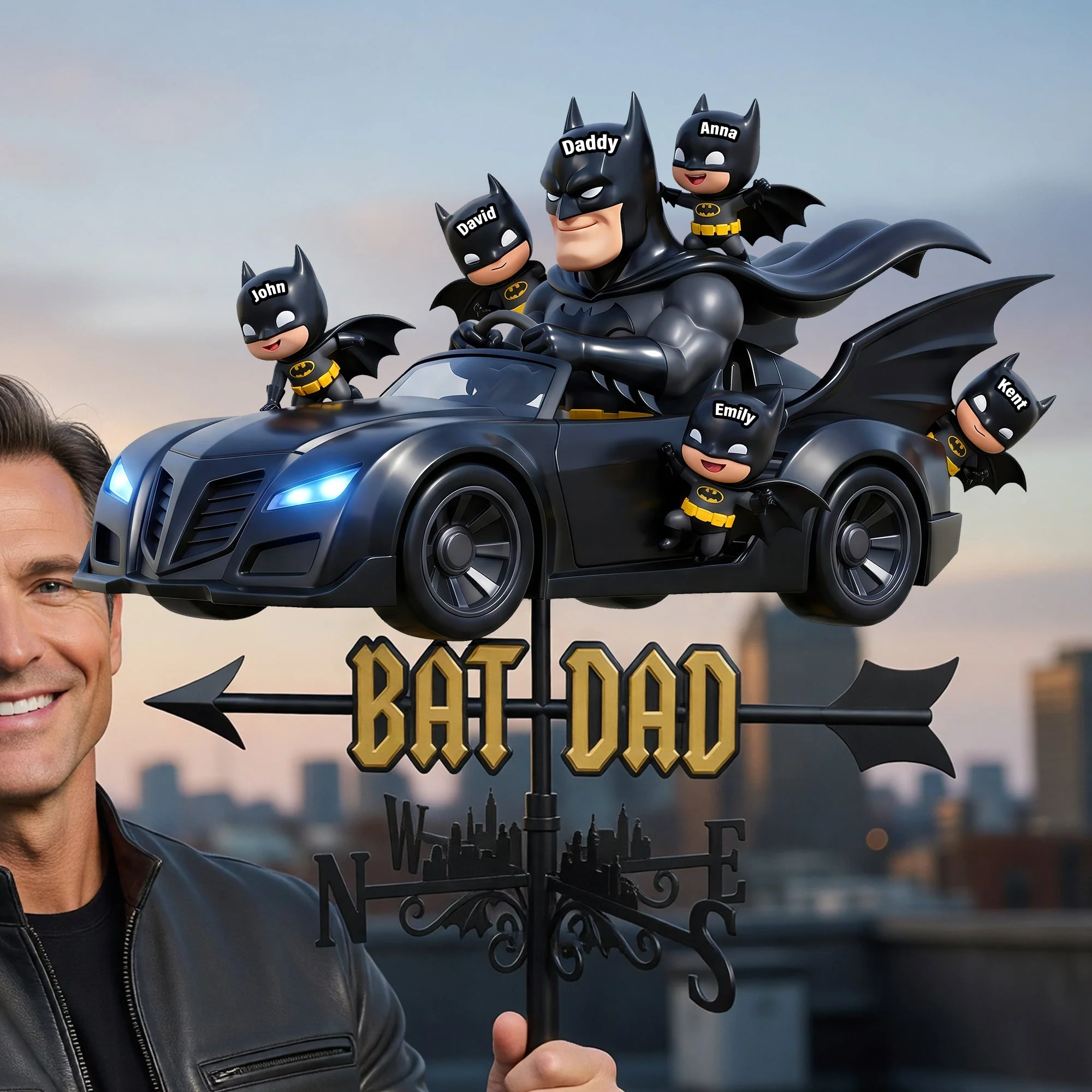 Bat Dad - Personalized Weather Vane - Gift For Family, Father's Day