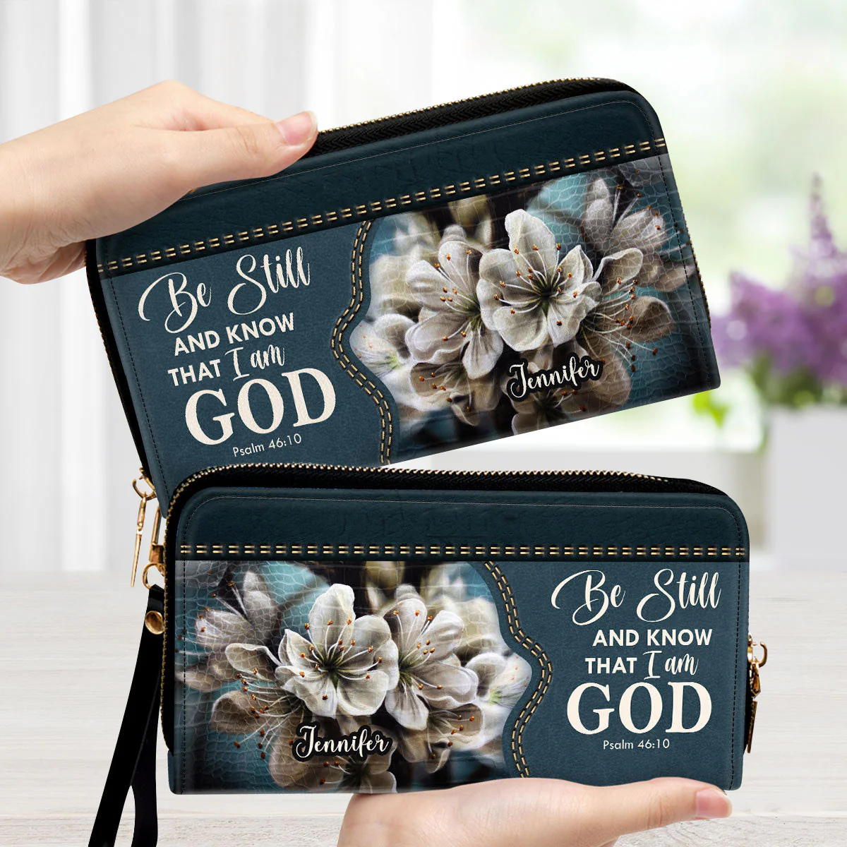 Be Still And Know That I Am God - Personalized Leather Long Wallets - AT4081344 - Image 2