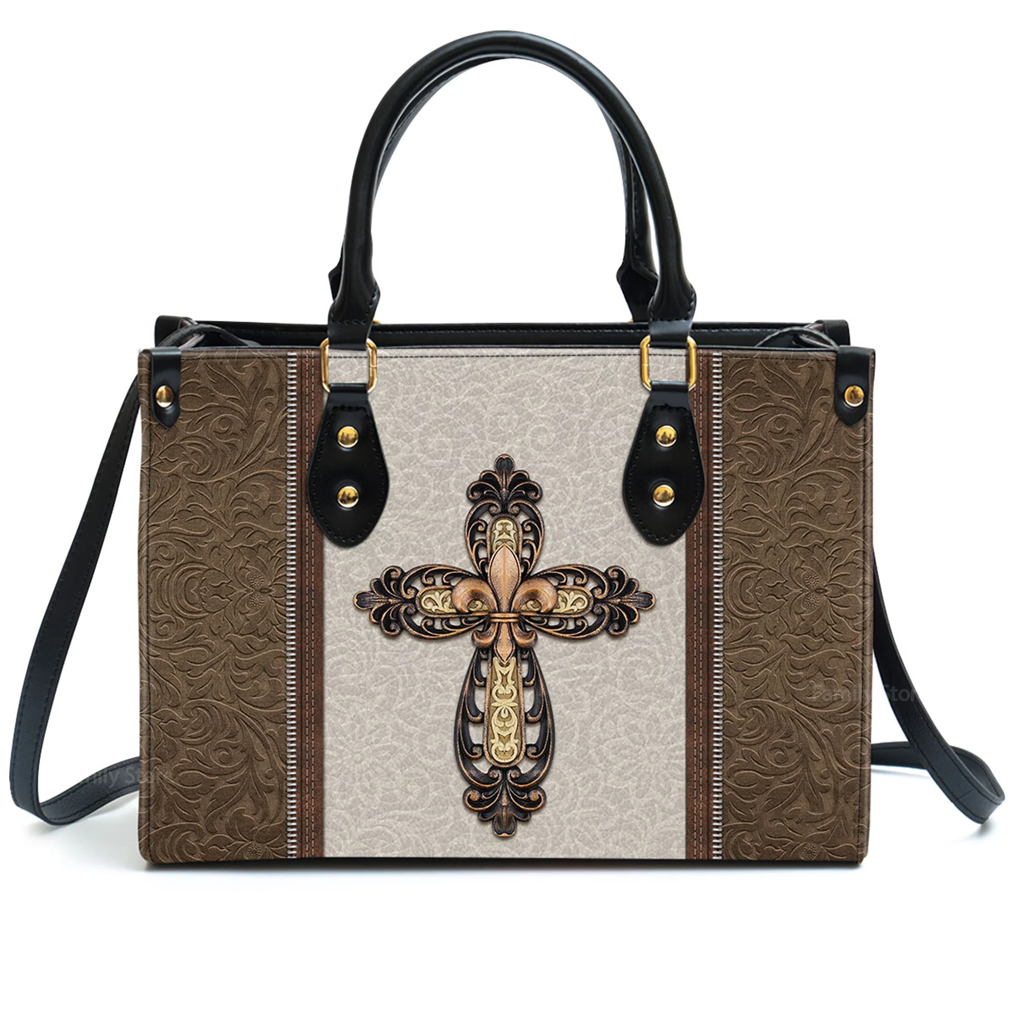 Be Still And Know That I Am God - Personalized Leather Handbag With Handle - AT4081344 - Image 2