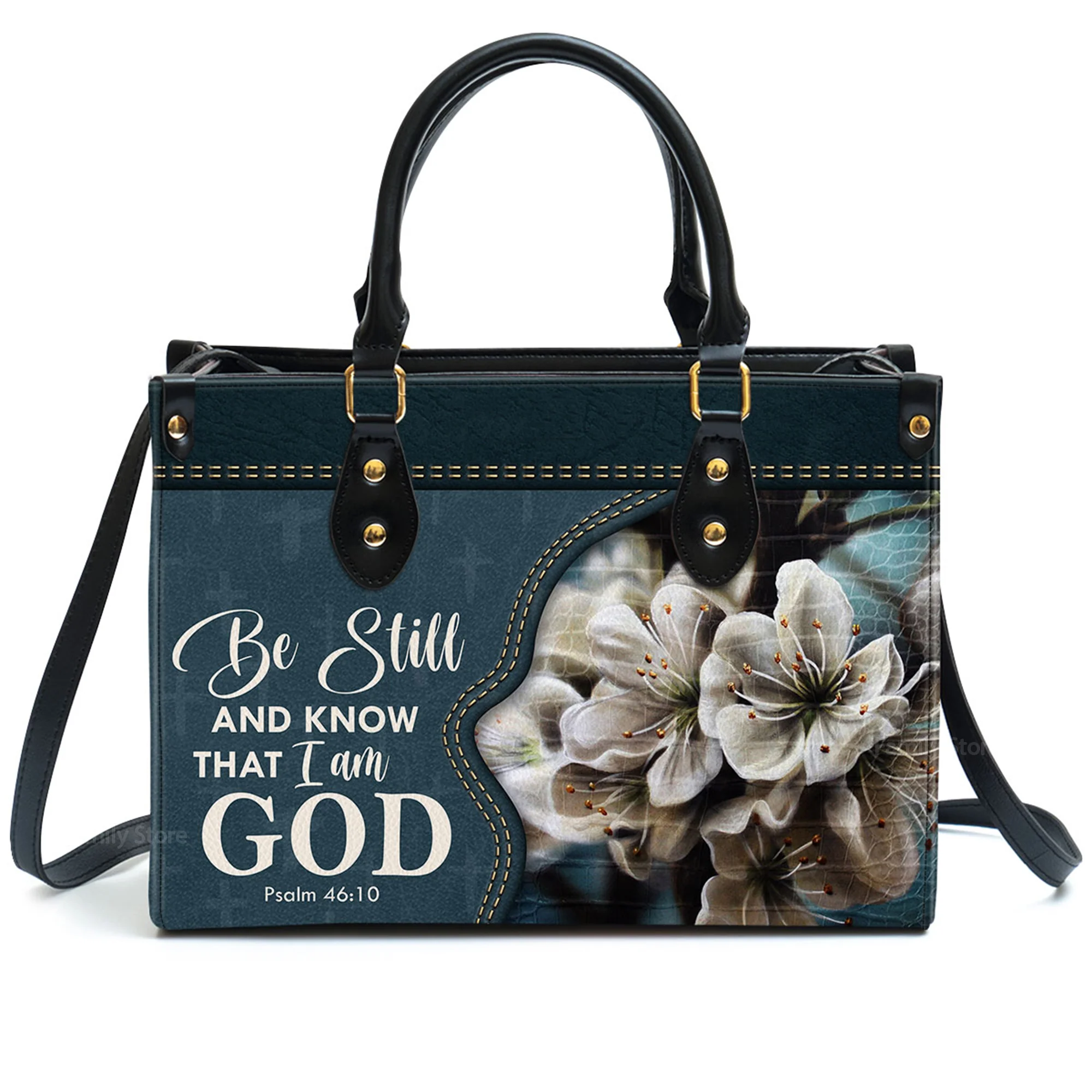 Be Still And Know That I Am God - Personalized Leather Handbag With Handle - AT4081344 - Image 2
