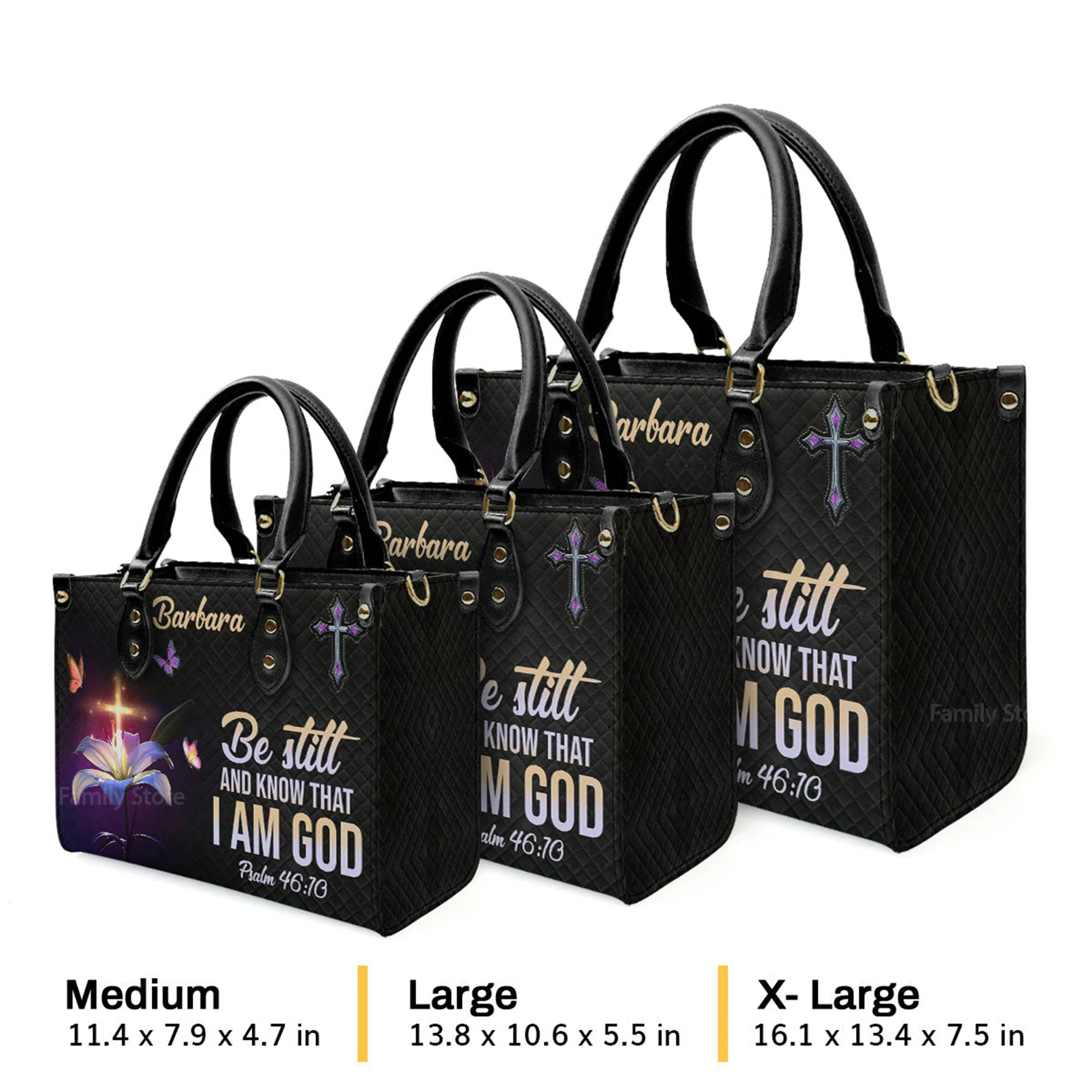 Be Still And Know That I Am God - Scripture Gifts For Women Of God - Personalized Leather Handbag With Handle - AT4080705 - Image 4