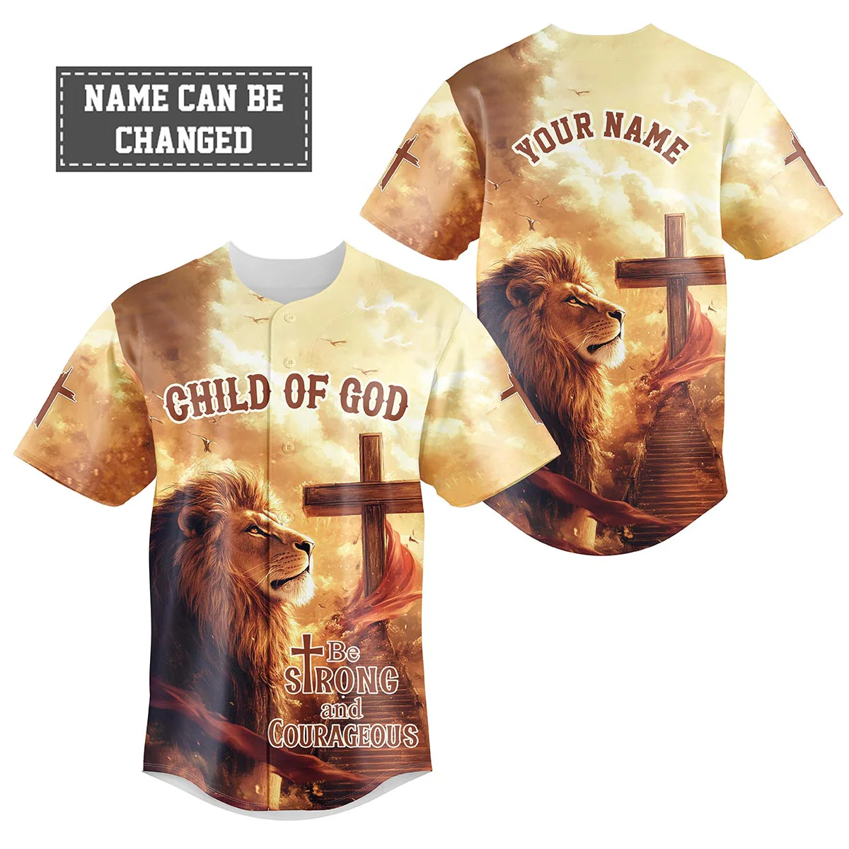 Be Strong and Courageous Custom Name Baseball Jersey - Christant Gift For Him