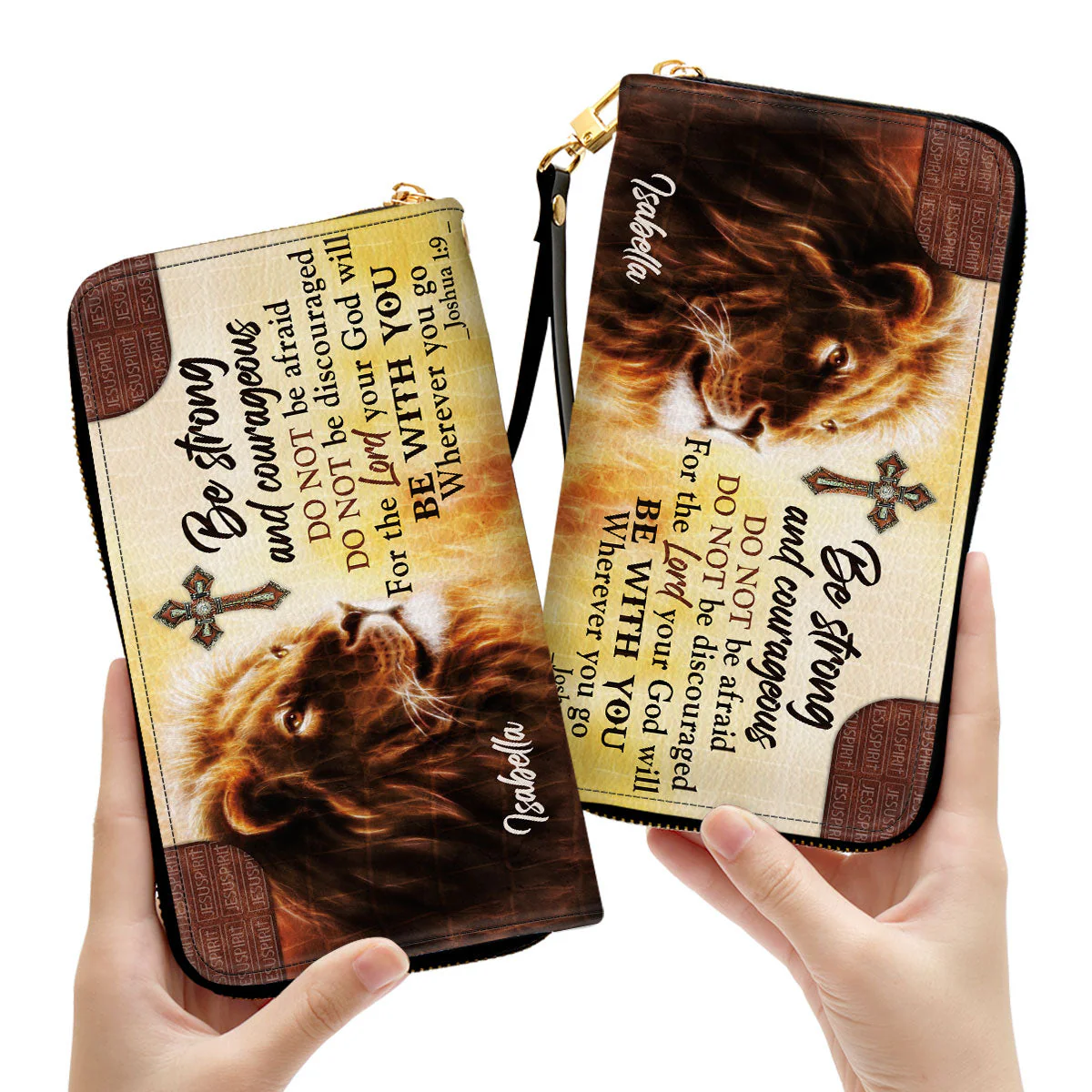 Be Strong And Courageous - Thoughtful Gift For Christians - Personalized Leather Bag Free Wallet Deal AT4080708 - Image 4