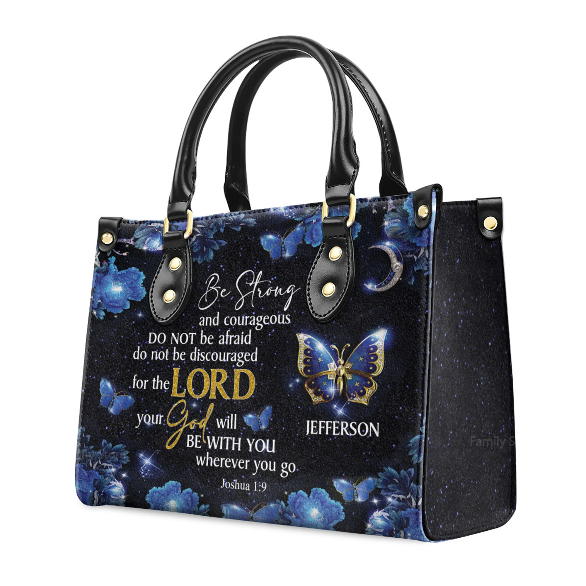 Be Strong And Courageous - Thoughtful Gift For Christians - Personalized Leather Handbag With Handle AT4080715 - Image 3