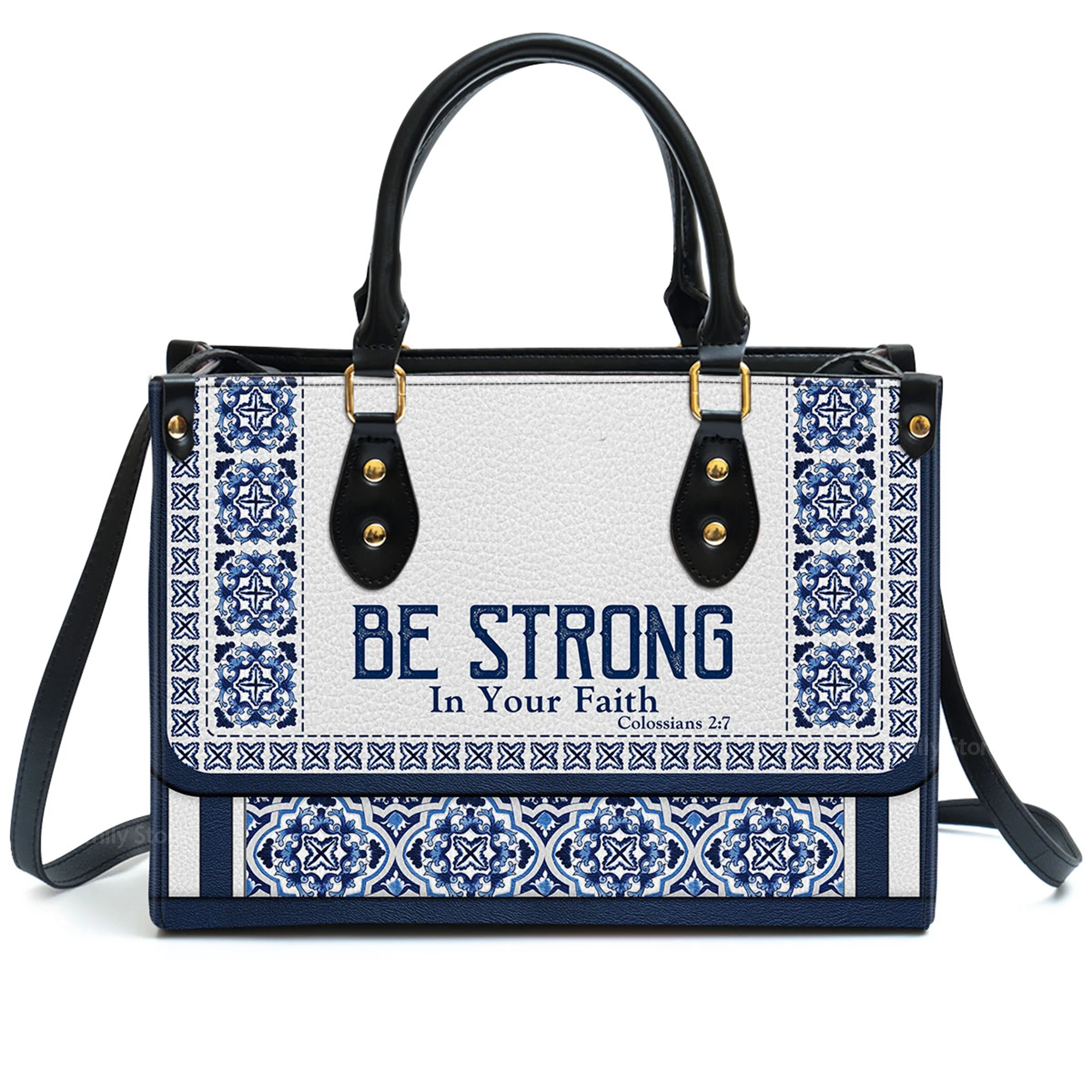 Be Strong In Your Faith - Scripture Gifts For Women Of God - Personalized Leather Handbag With Handle - AT4080709 - Image 2