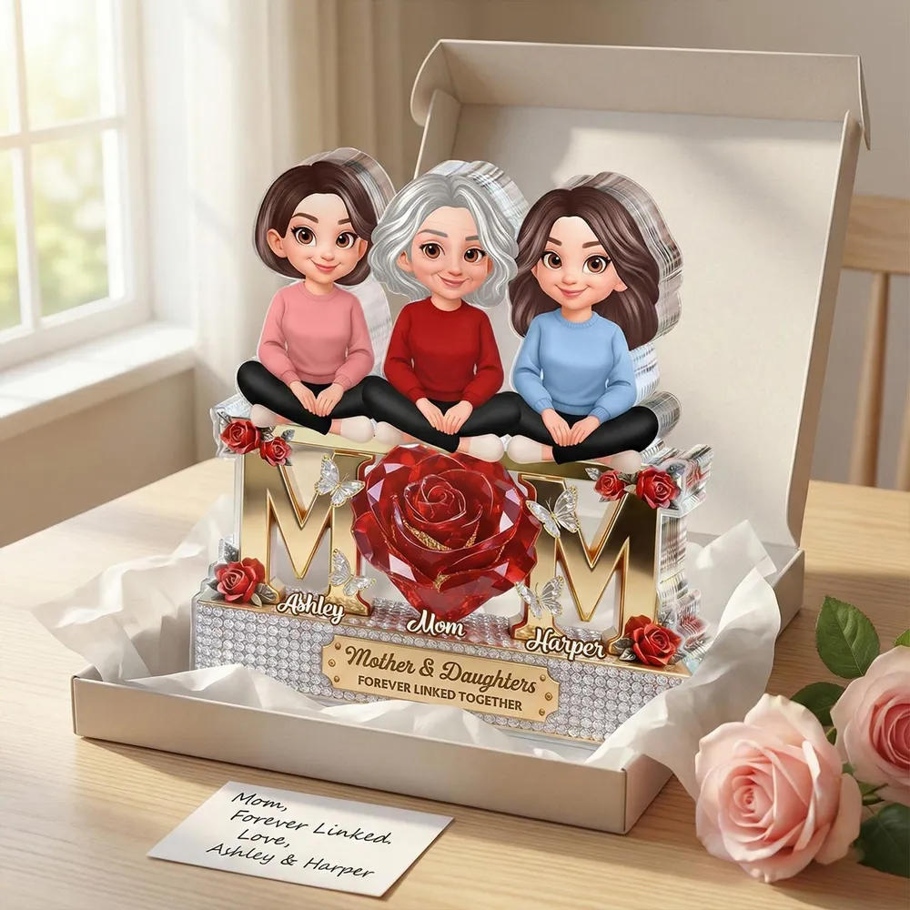 Beautiful Roses MOM And Daughters Sons - Personalized Wooden Plaque - Gift For Mom, Grandma | GR25 HN02 - Image 2