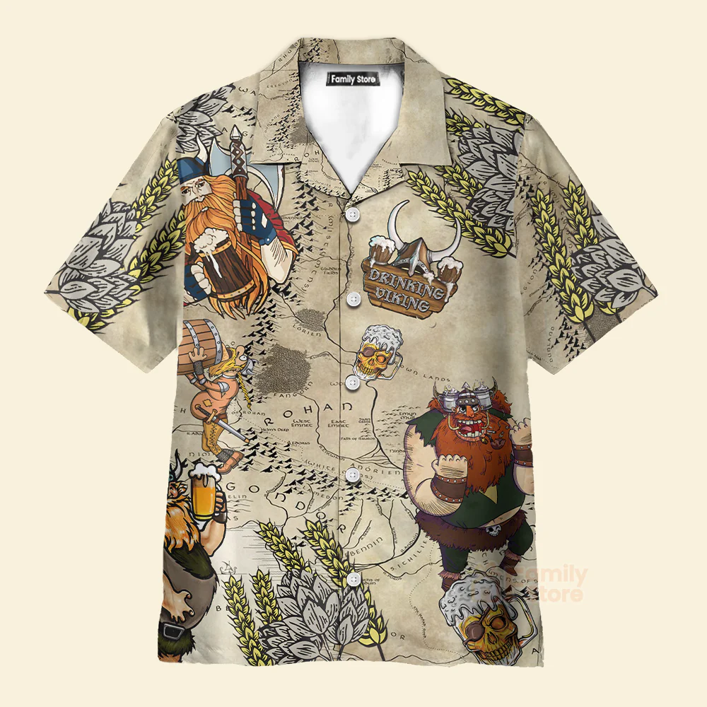Beer Viking Drinking Beer - Hawaiian Shirt