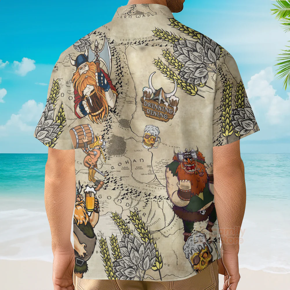 Beer Viking Drinking Beer - Hawaiian Shirt - Image 3