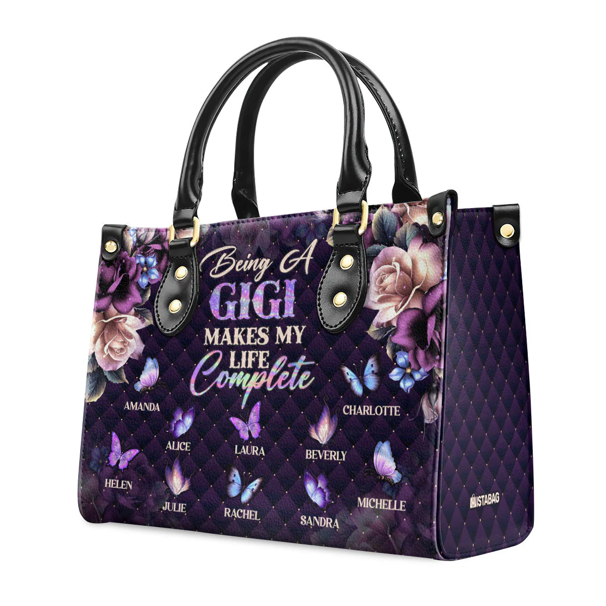 Being A Mom Grandma Makes My Life Complete - Personalized Leather Bag - Gift For Mom, For Grandma - Image 3
