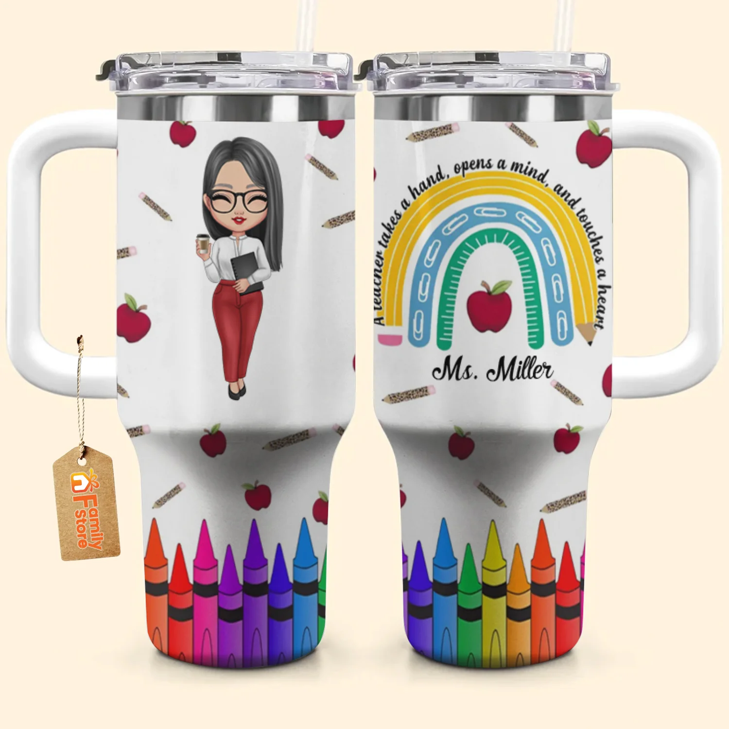 Being A Teacher Custom Photo - Personalized Custom 40oz Tumbler With Handle - Teacher's Day Gift For Teacher