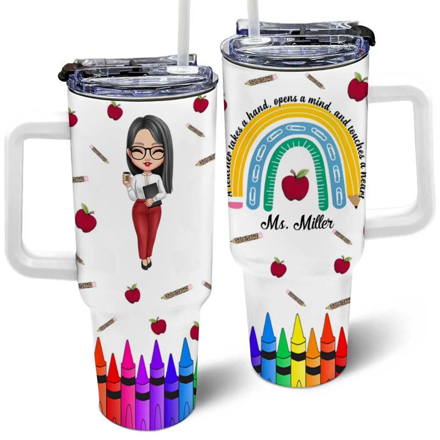 Being A Teacher Custom Photo - Personalized Custom 40oz Tumbler With Handle - Teacher's Day Gift For Teacher - Image 4