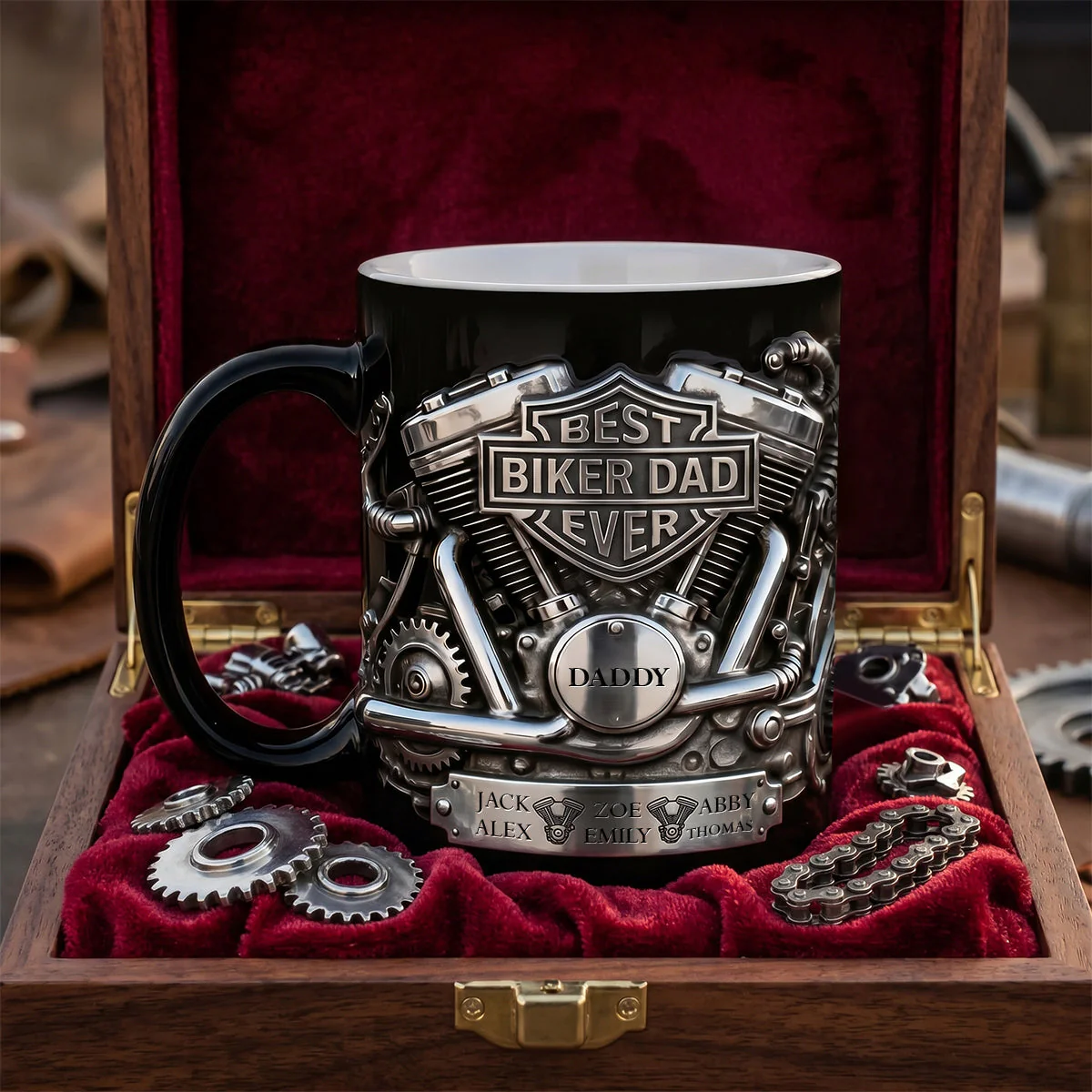 Best Biker Dad Ever - Personalized Mug - Gift For Dad, Husband, Biker Lover - Image 2