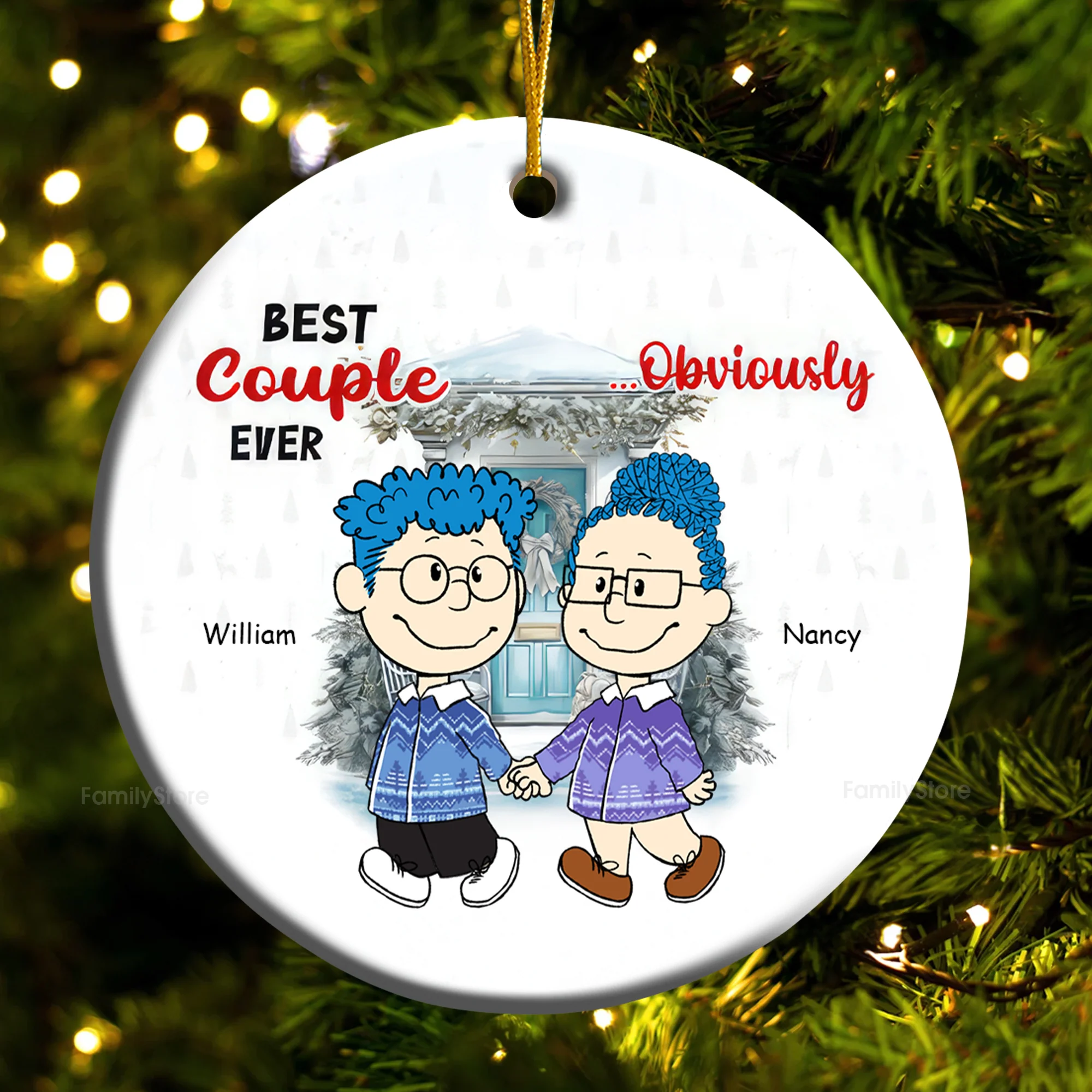Best Couple Ever Obvicusly Personalized Ceramic Ornament - Gift For Couple, Husband Wife CL43 NH96 - Image 4