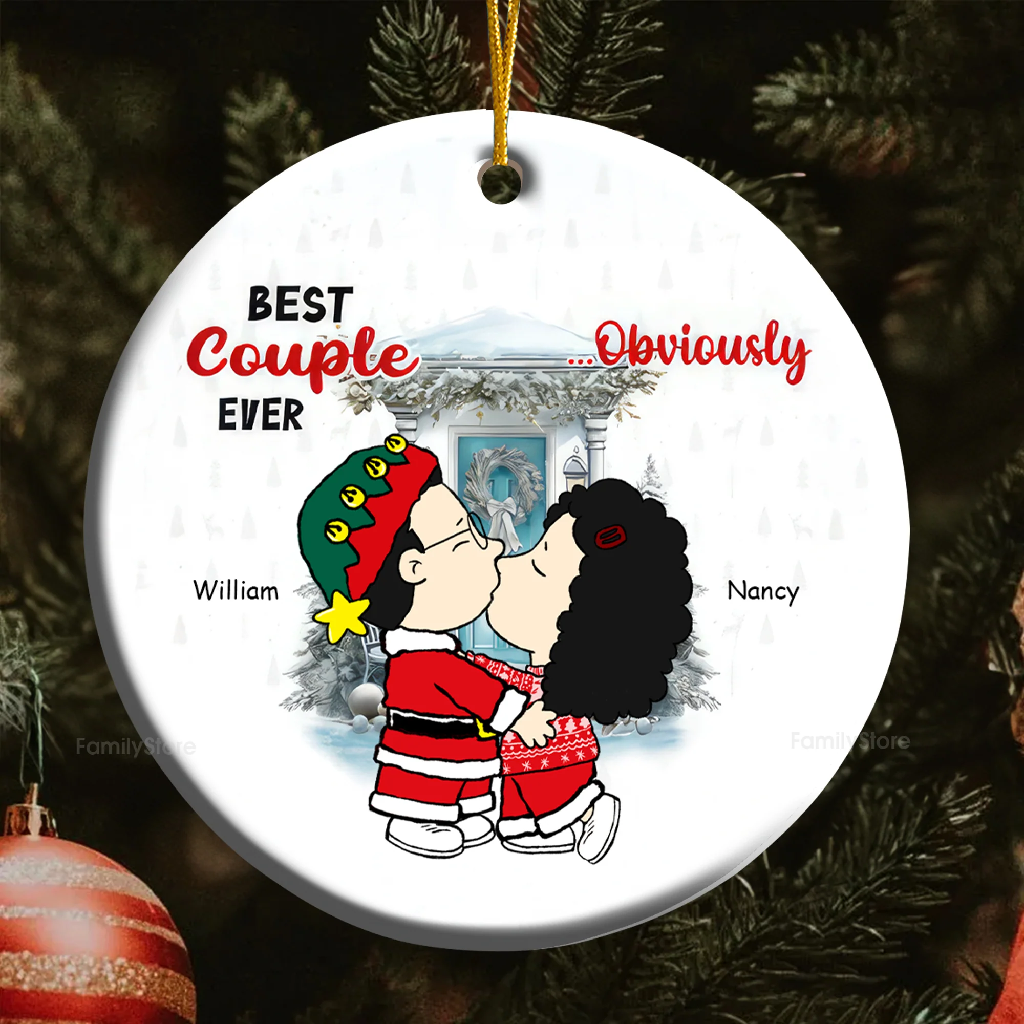 Best Couple Ever Obvicusly Personalized Ceramic Ornament - Gift For Couple, Husband Wife CL45 NH96 - Image 5
