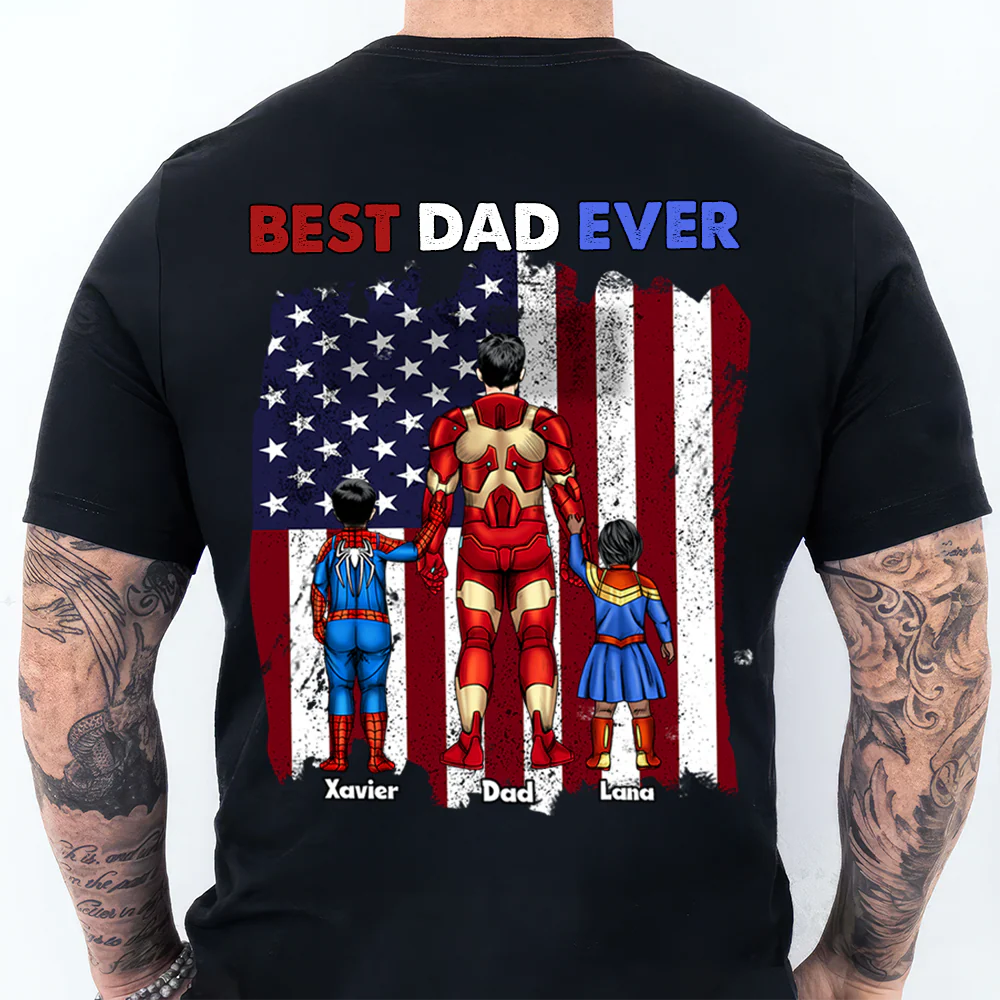 Best Dad Ever America 250th Anniversary - Personalized T-shirt - Patriotic Gift For Family - Image 3