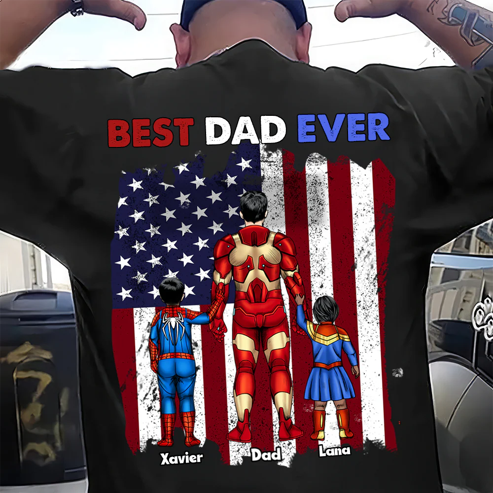 Best Dad Ever America 250th Anniversary - Personalized T-shirt - Patriotic Gift For Family - Image 4