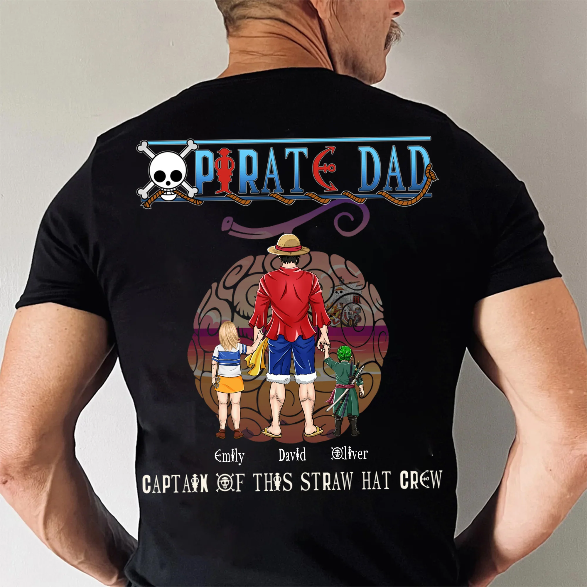 OnPi Pirate Adventure Best Dad Ever Captain For This Straw Crew - Gift For Father's Day - Personalized Shirt 2 Side - Image 3