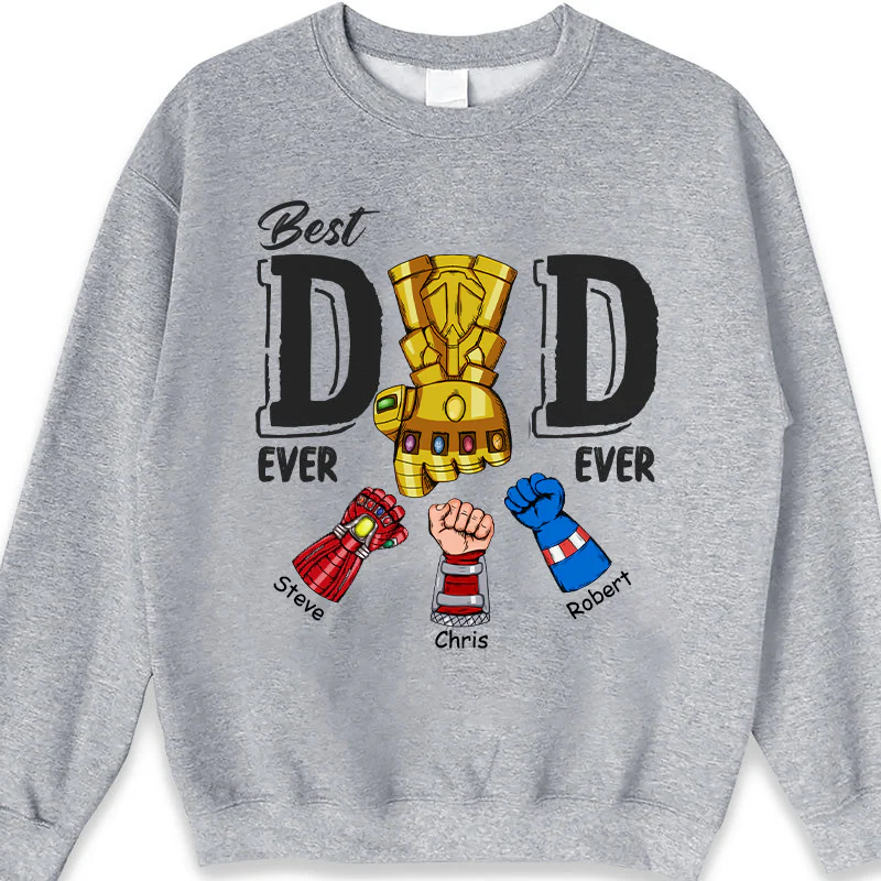 Best Dad Ever Ever Hero Hand - Gift For Dad, Grandfather - Personalized Tshirt - Image 3