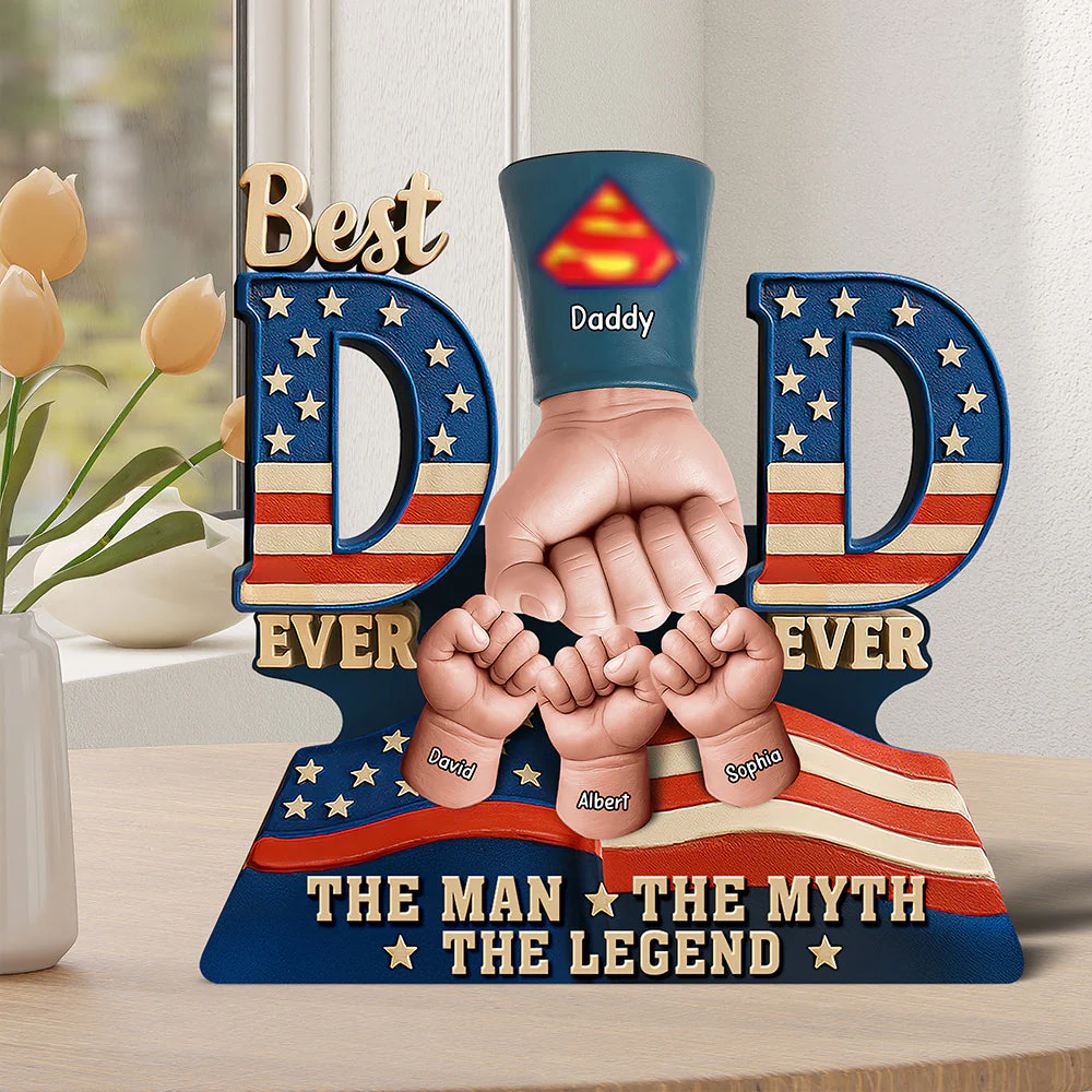 Best Dad Ever Fist Bump - Personalized Shape Acrylic Plaque - Gift For Dad, Grandpa - Image 3