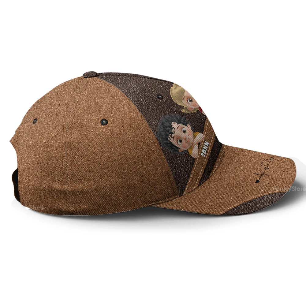 Best Dad Ever Leather Effect - Personalized Classic Cap - Gift For Dad, Grandpa, Father's Day | GR26 NA94 - Image 5