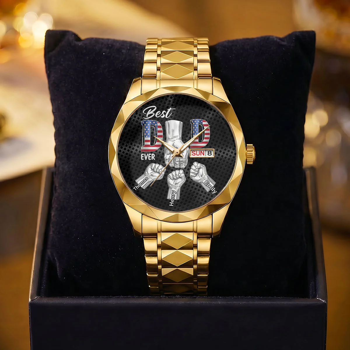 Best Dad Ever - Personalized Men's Wrist Watch - Gift For Dad, Grandpa - Image 2