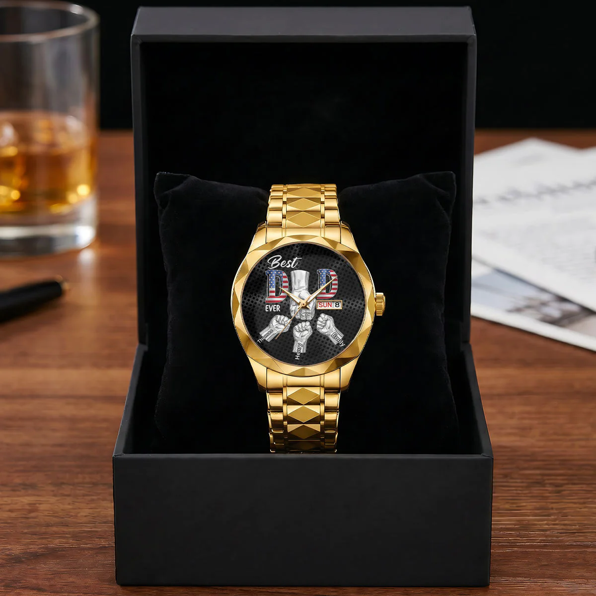 Best Dad Ever - Personalized Men's Wrist Watch - Gift For Dad, Grandpa - Image 3