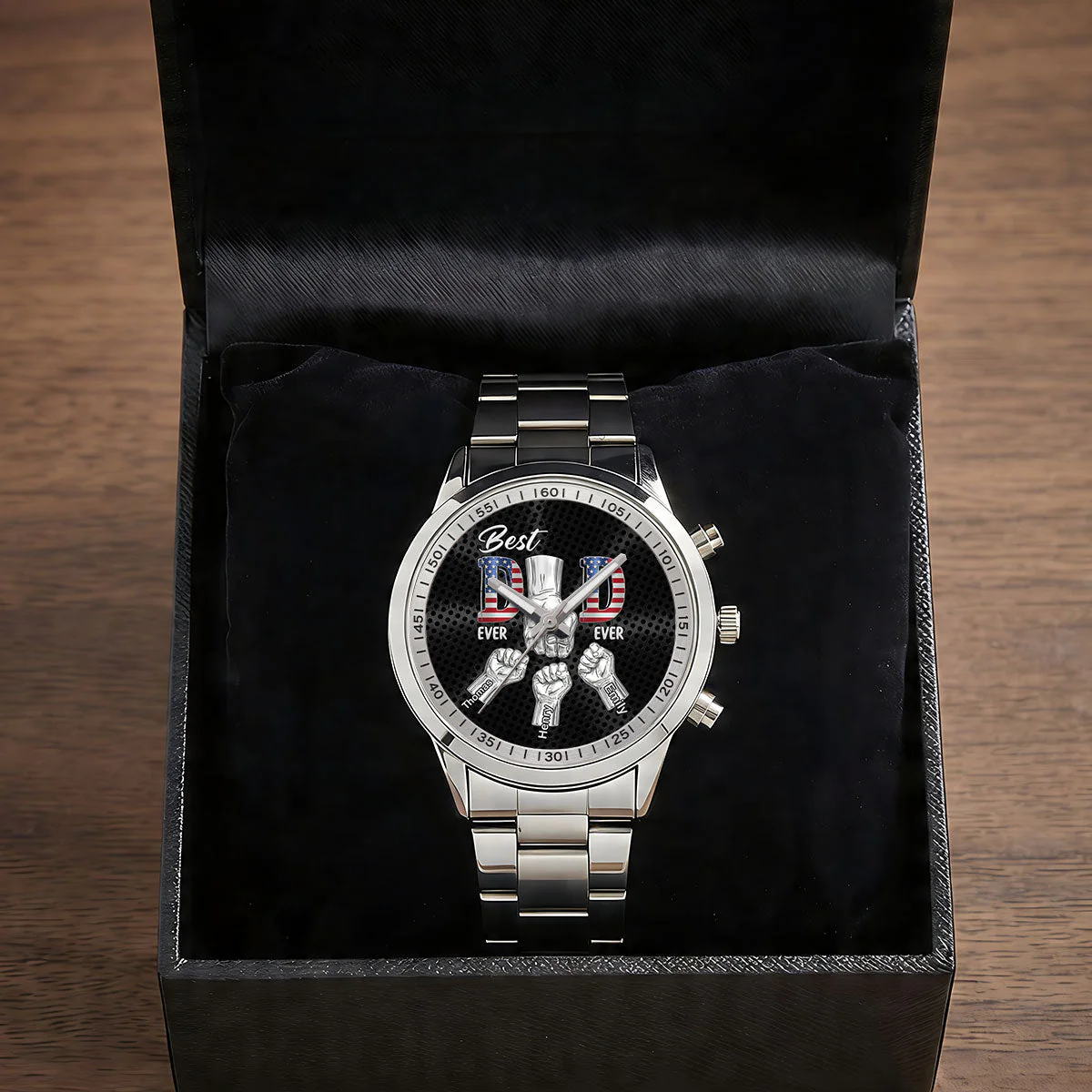 Best Dad Ever - Personalized Men's Wrist Watch - Gift For Dad, Grandpa - Image 4