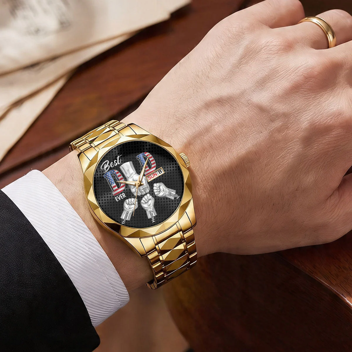 Best Dad Ever - Personalized Men's Wrist Watch - Gift For Dad, Grandpa - Image 5